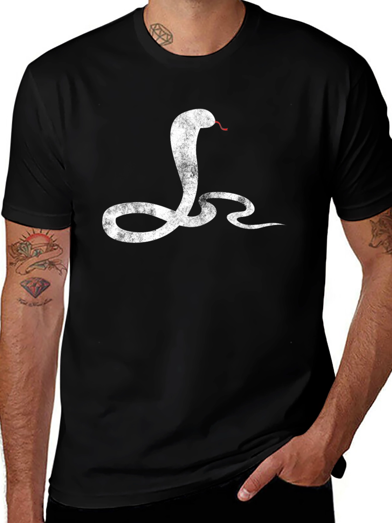 Variant 16 of Cobra Snake Graphic Print Tee - Black Short Sleeve Shirt