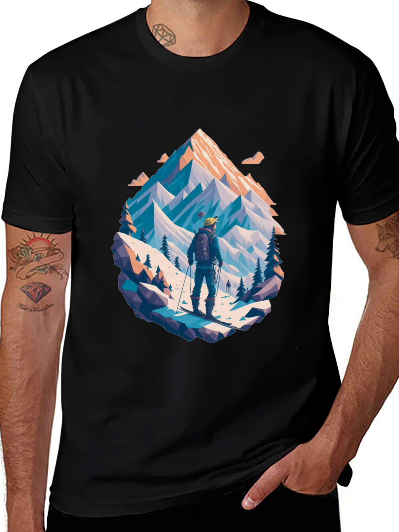 Mountain Adventure Graphic Tee - Stylish Black T-Shirt