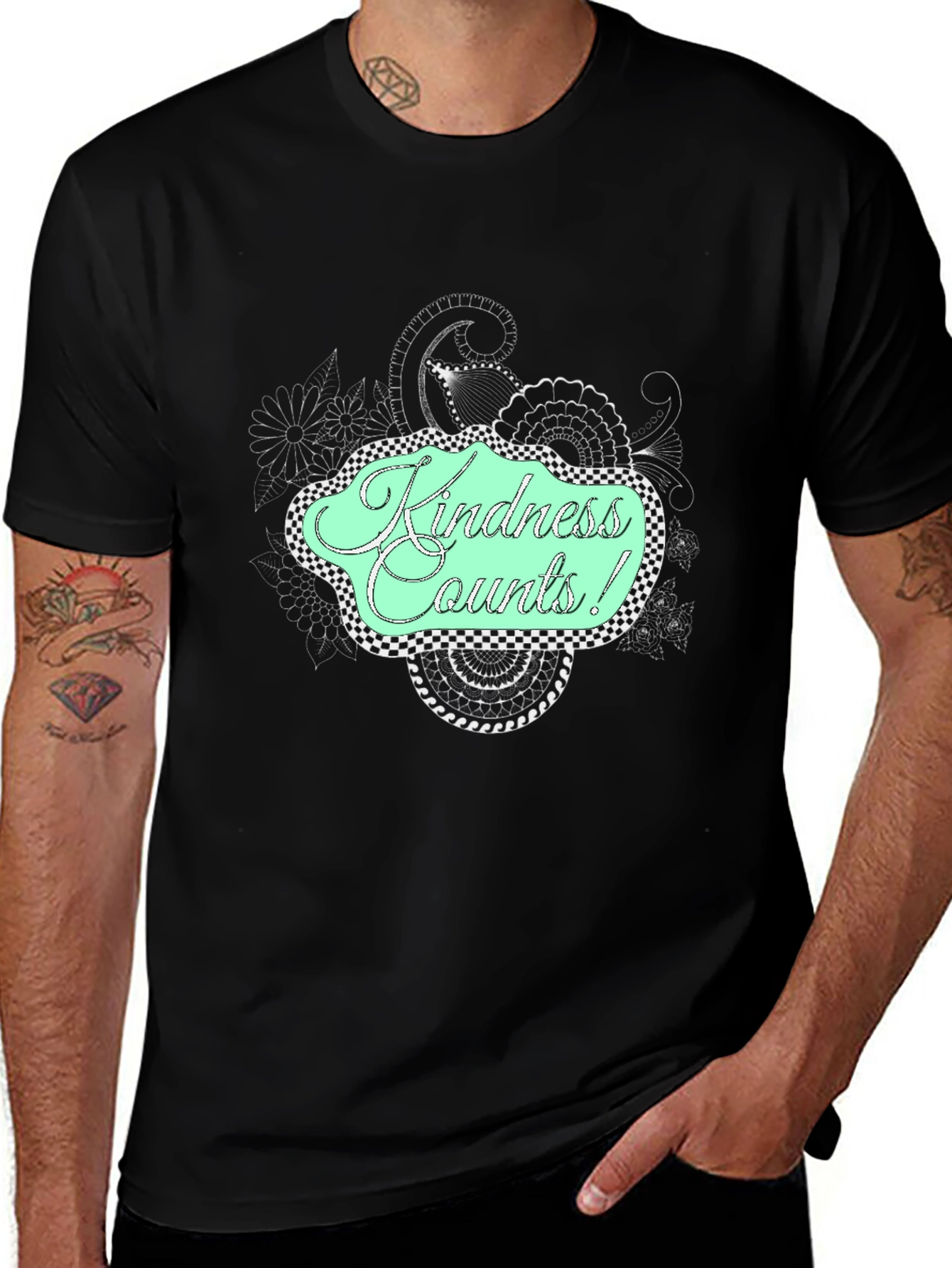 Variant 7 of Kindness Counts Black Graphic Tee - Stylish Comfort