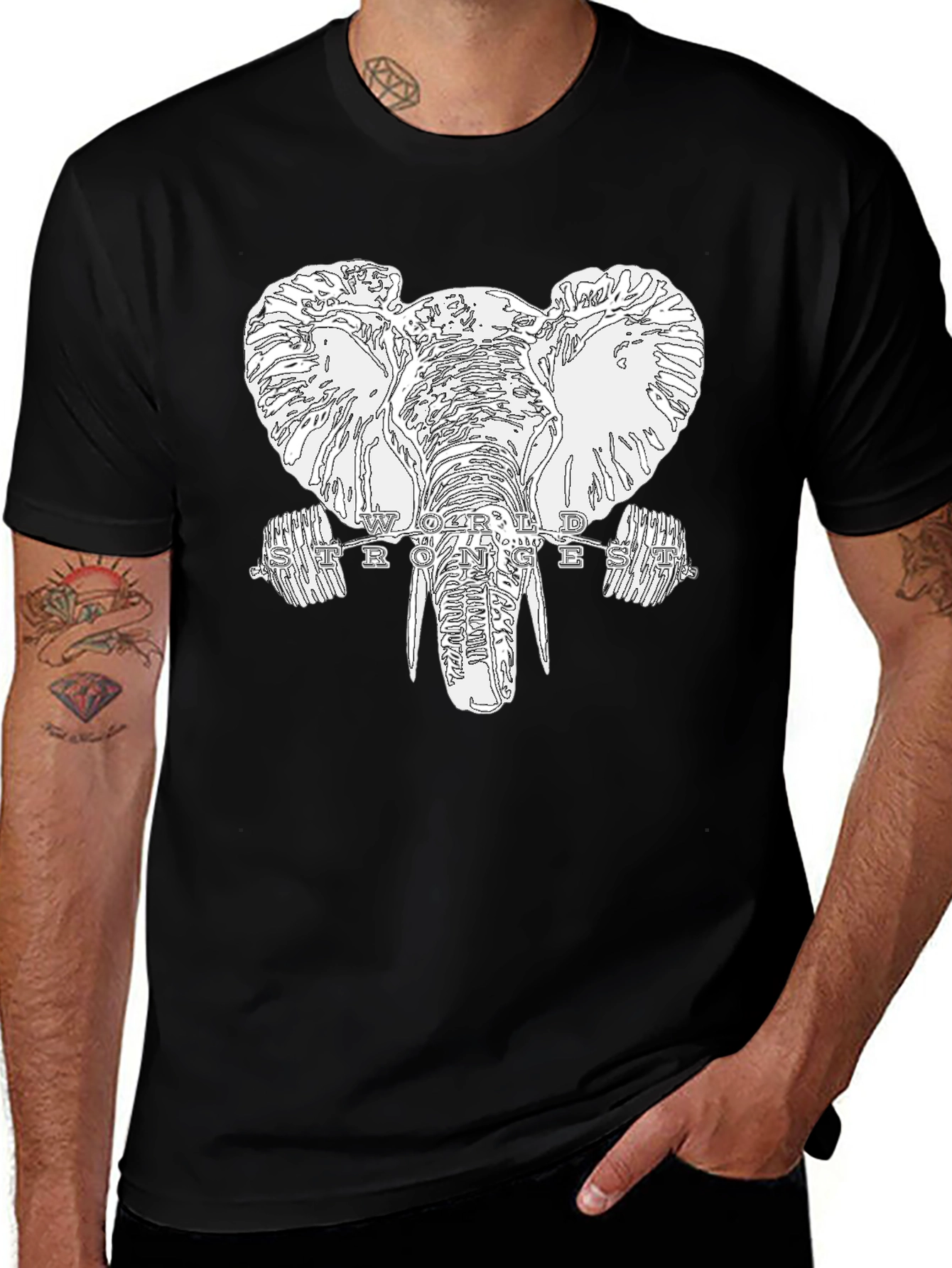 Variant 26 of Elephant Strongest T-Shirt - Black Graphic Tee
