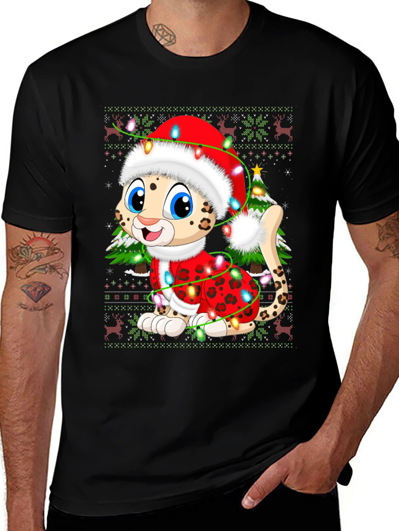 Variant 5 of Festive Feline Christmas T-Shirt