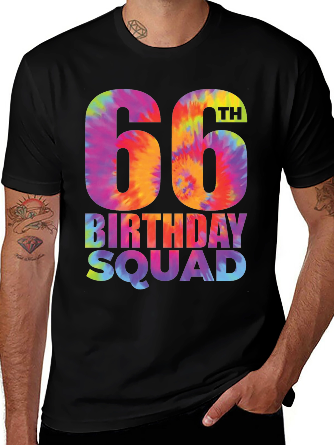 Variant 27 of 66th Birthday Squad Tie-Dye T-Shirt