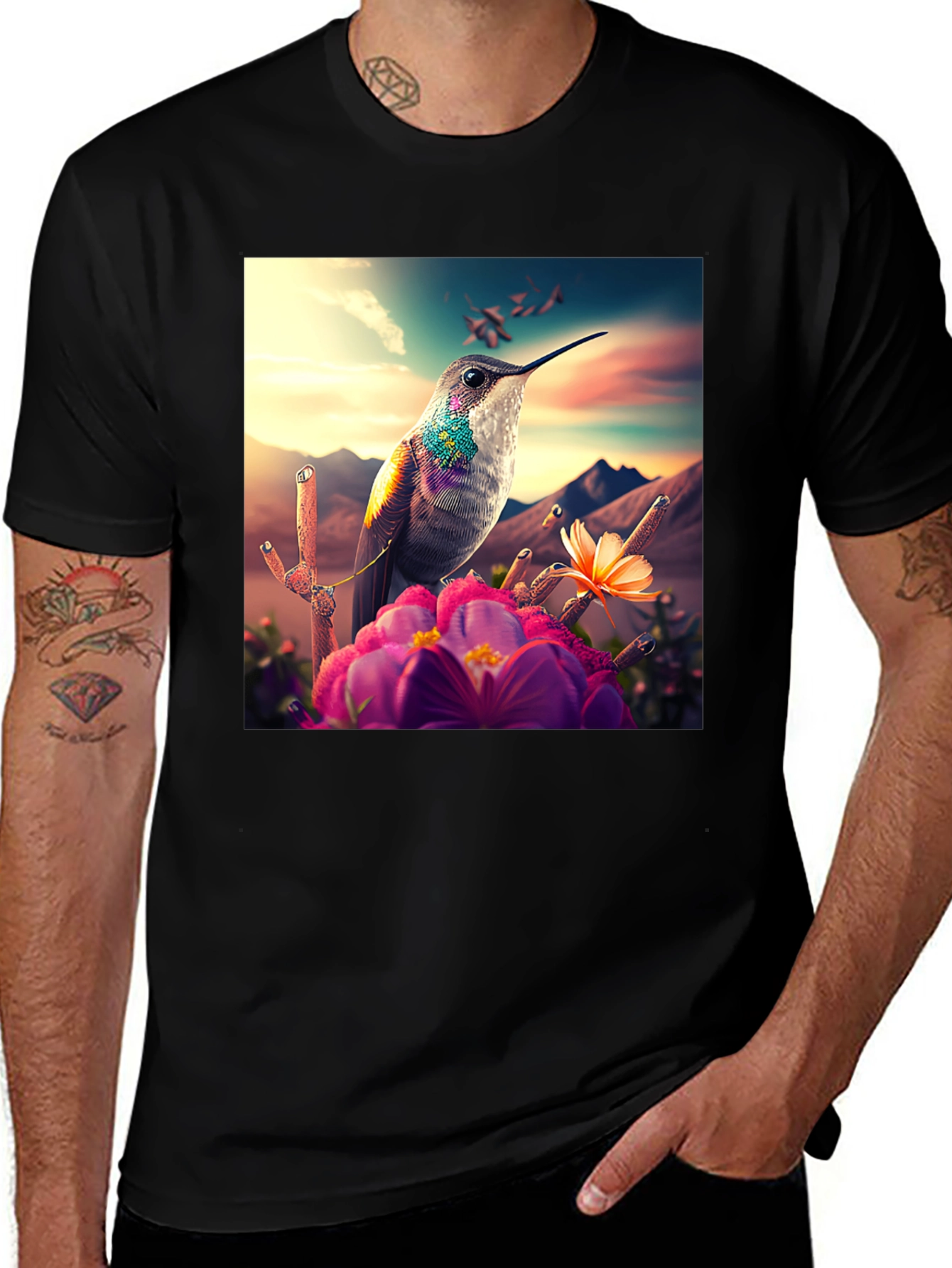 Variant 3 of Hummingbird T-Shirt - Nature Graphic Tee