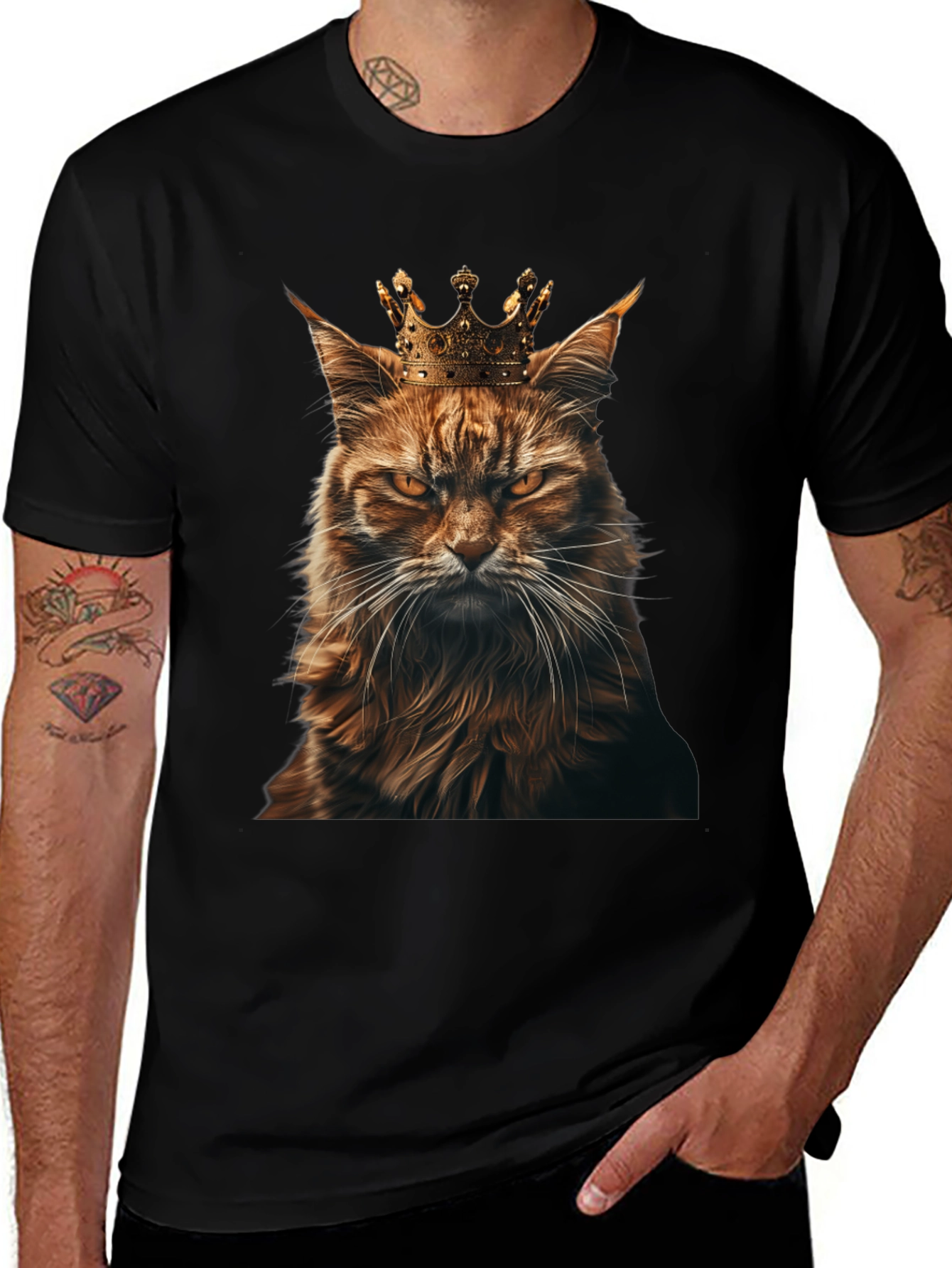 Variant 20 of King Cat T-Shirt: Majestic Feline Crowned Tee