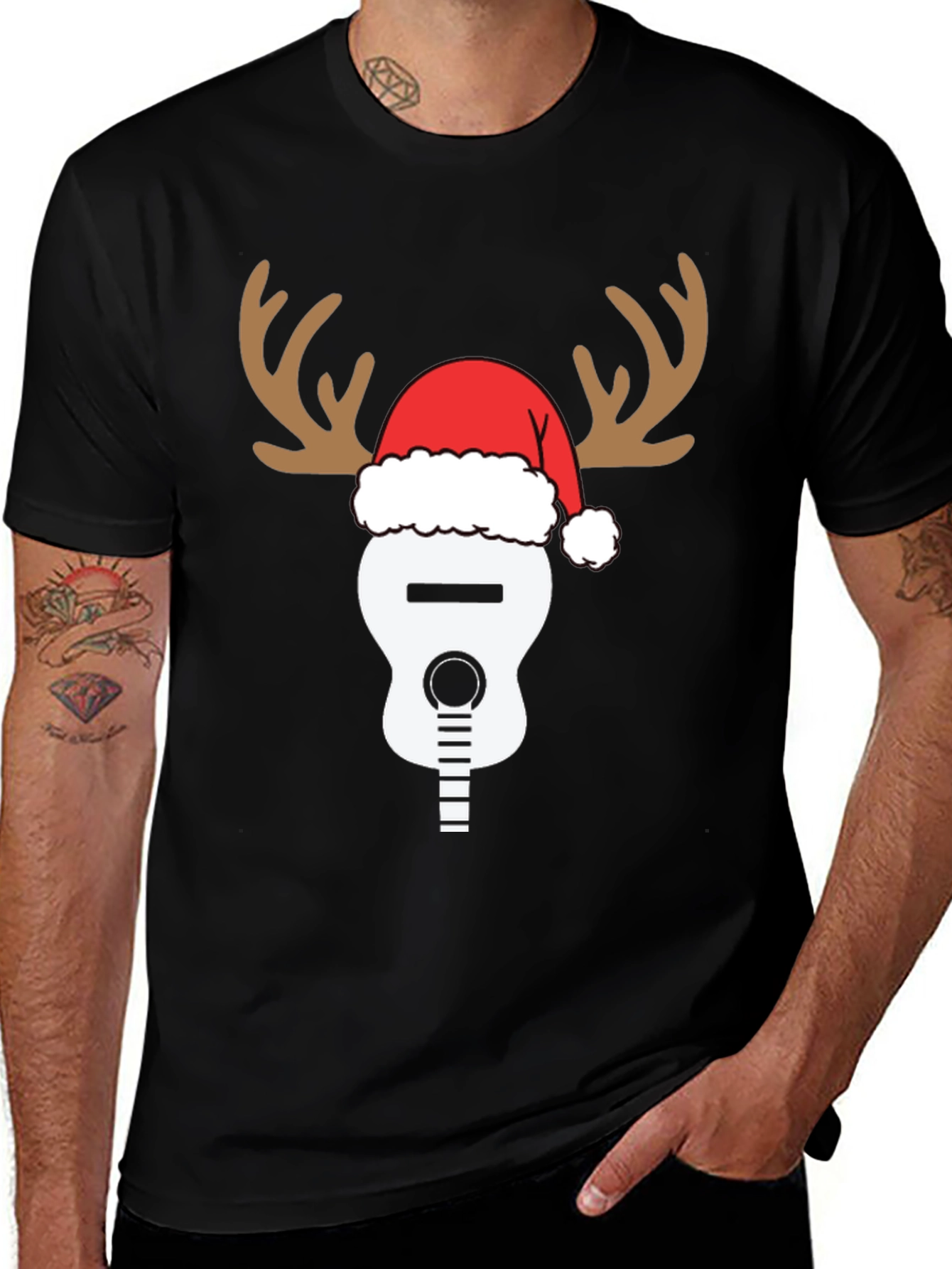 Reindeer Guitar Christmas T-Shirt