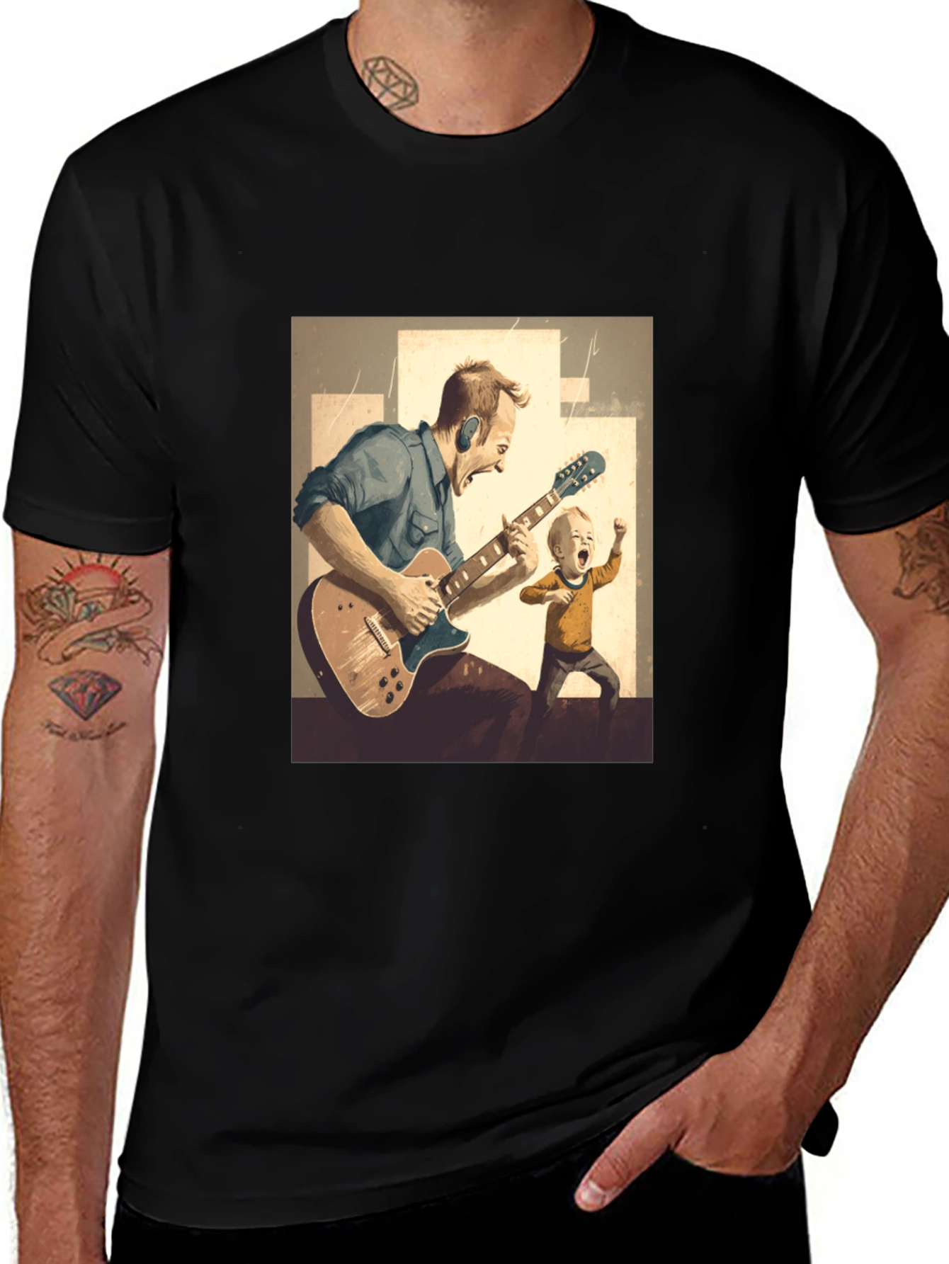 Variant 14 of Dad & Son Rock T-Shirt - Black Cotton Tee