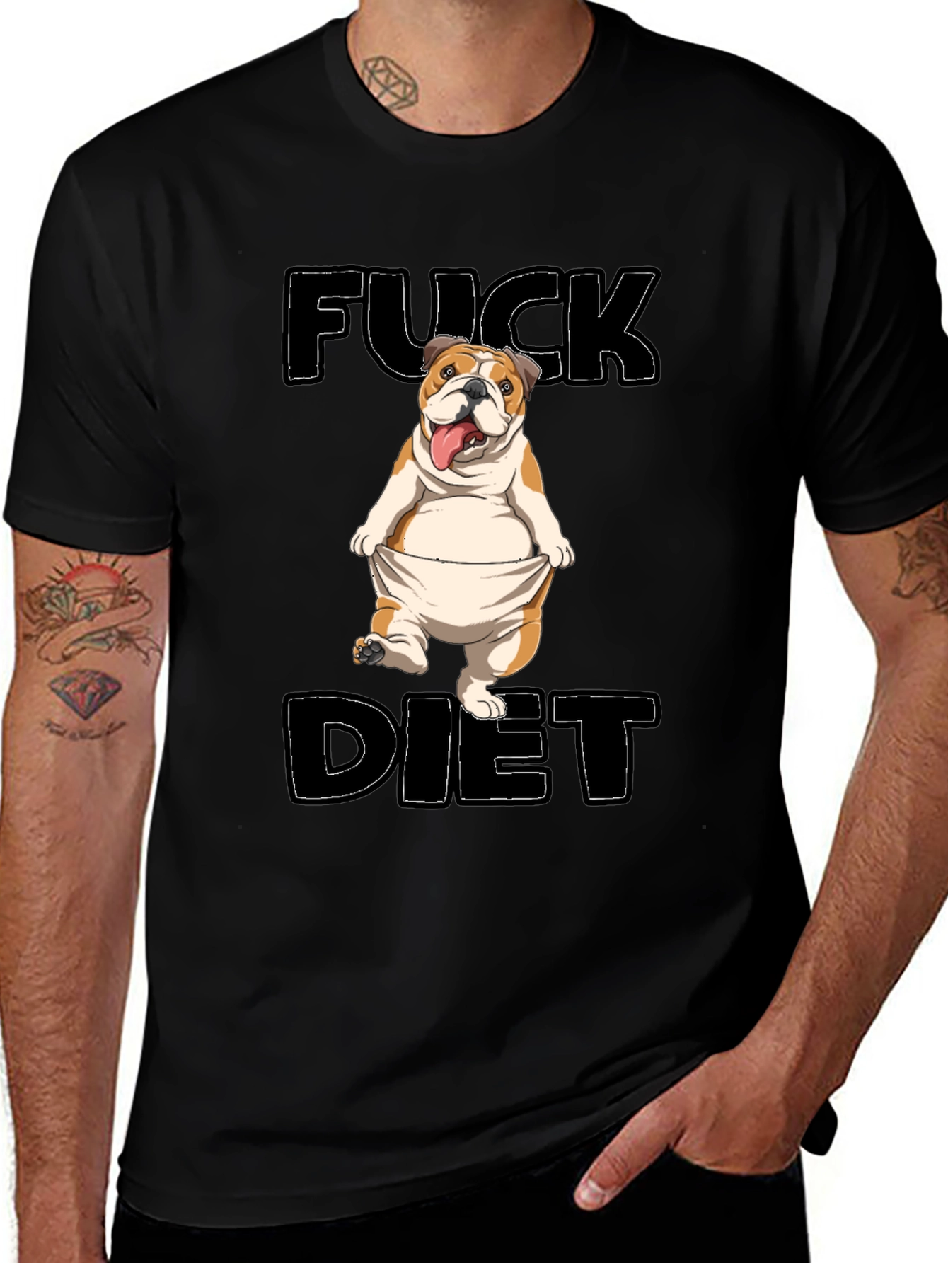 Variant 6 of Funny Bulldog Graphic Tee - "F*ck Diet"
