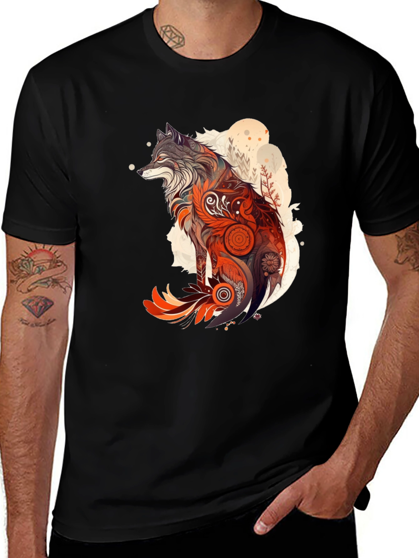 Variant 28 of Wolf Graphic Print T-Shirt - Artistic Design