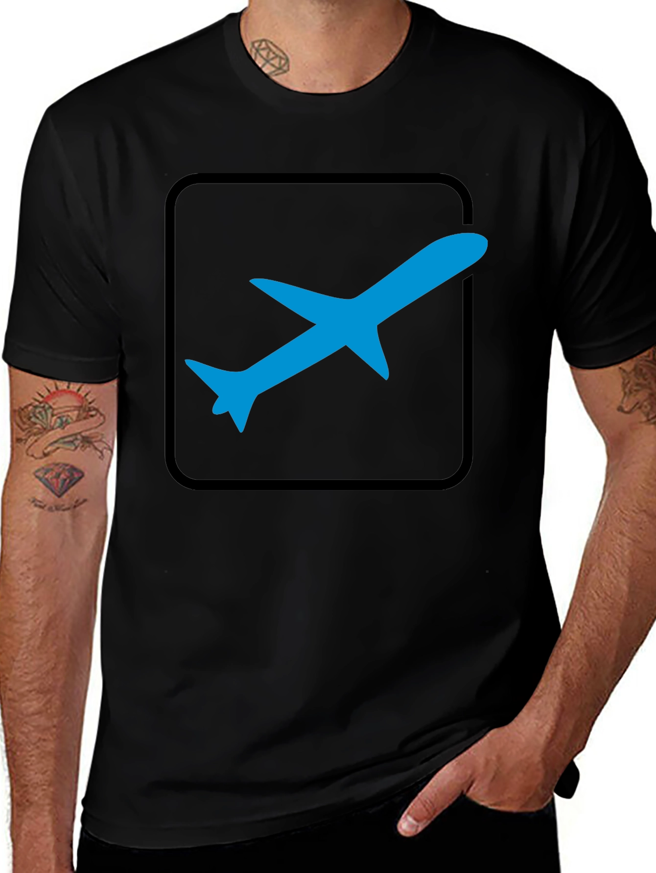 Variant 10 of Airplane Graphic Tee - Black Cotton T-Shirt