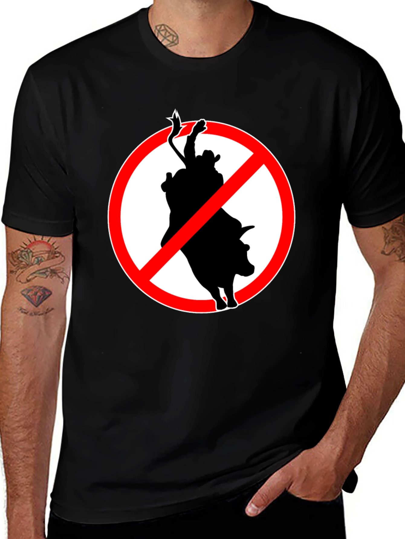 No Bull Riding T-Shirt: Black Graphic Tee