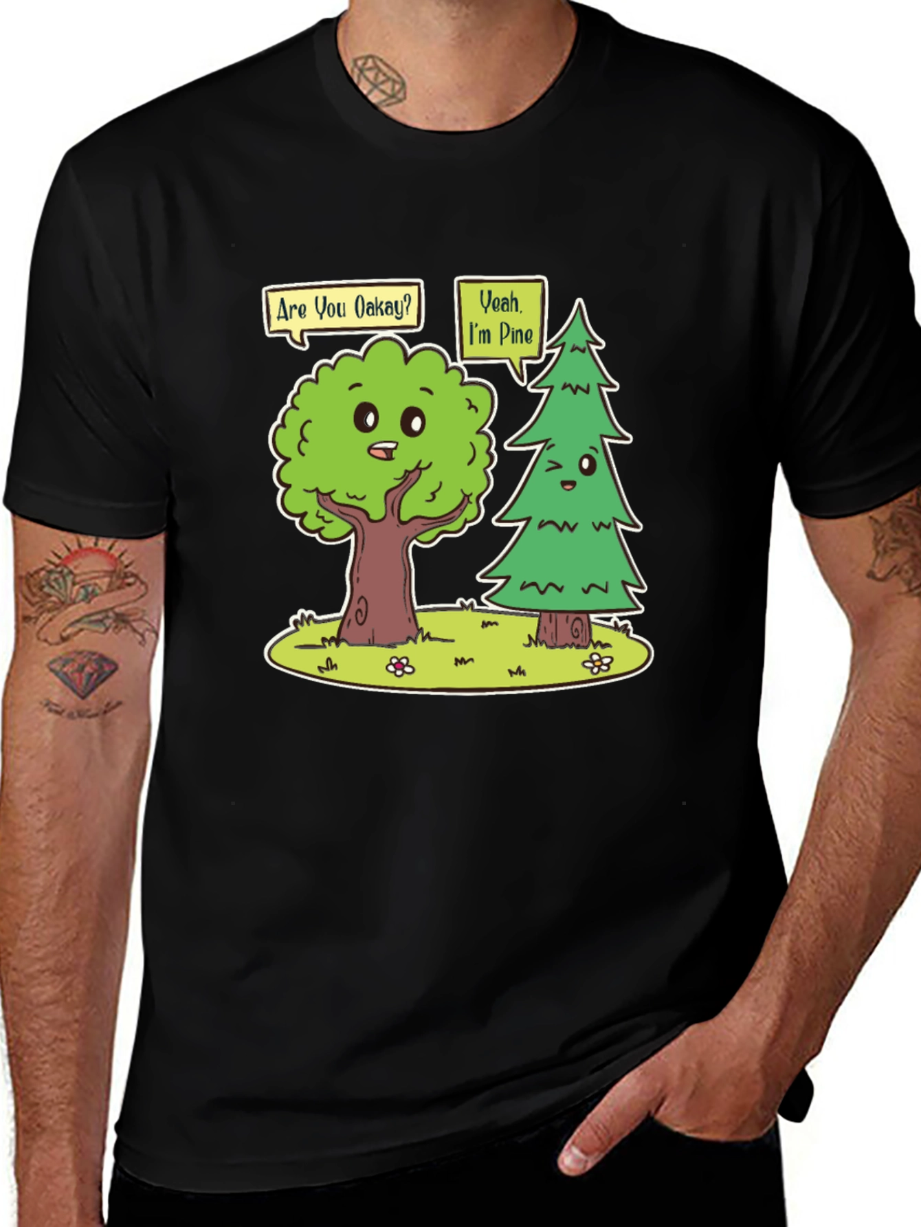 Variant 13 of Funny Tree Pun T-Shirt - Are You Oakay? I'm Pine