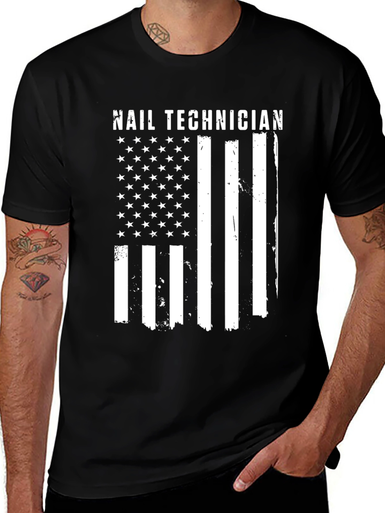 Variant 6 of Nail Technician USA Flag T-Shirt