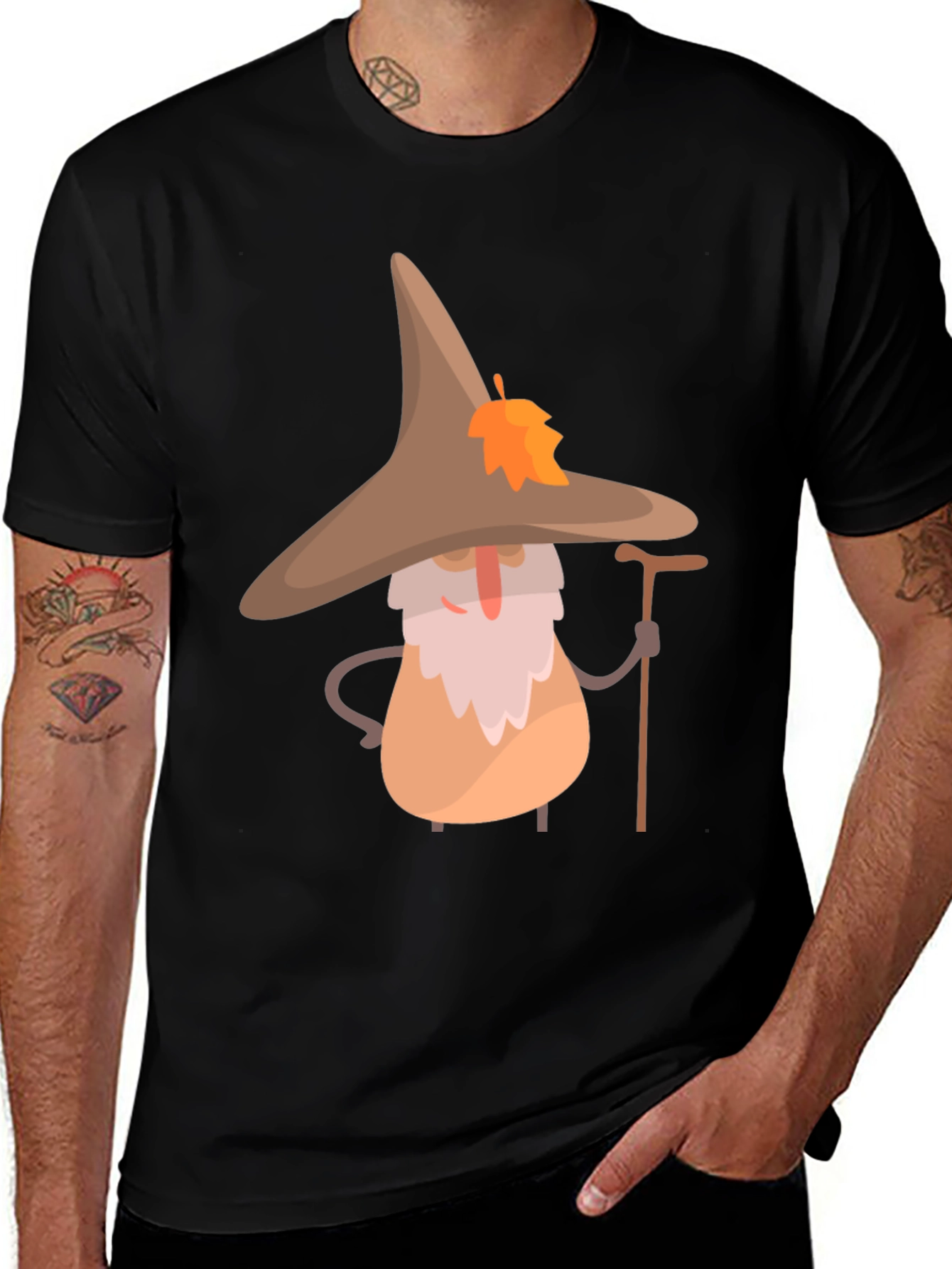 Variant 29 of Whimsical Wizard T-Shirt - Unique Cartoon Graphic Tee