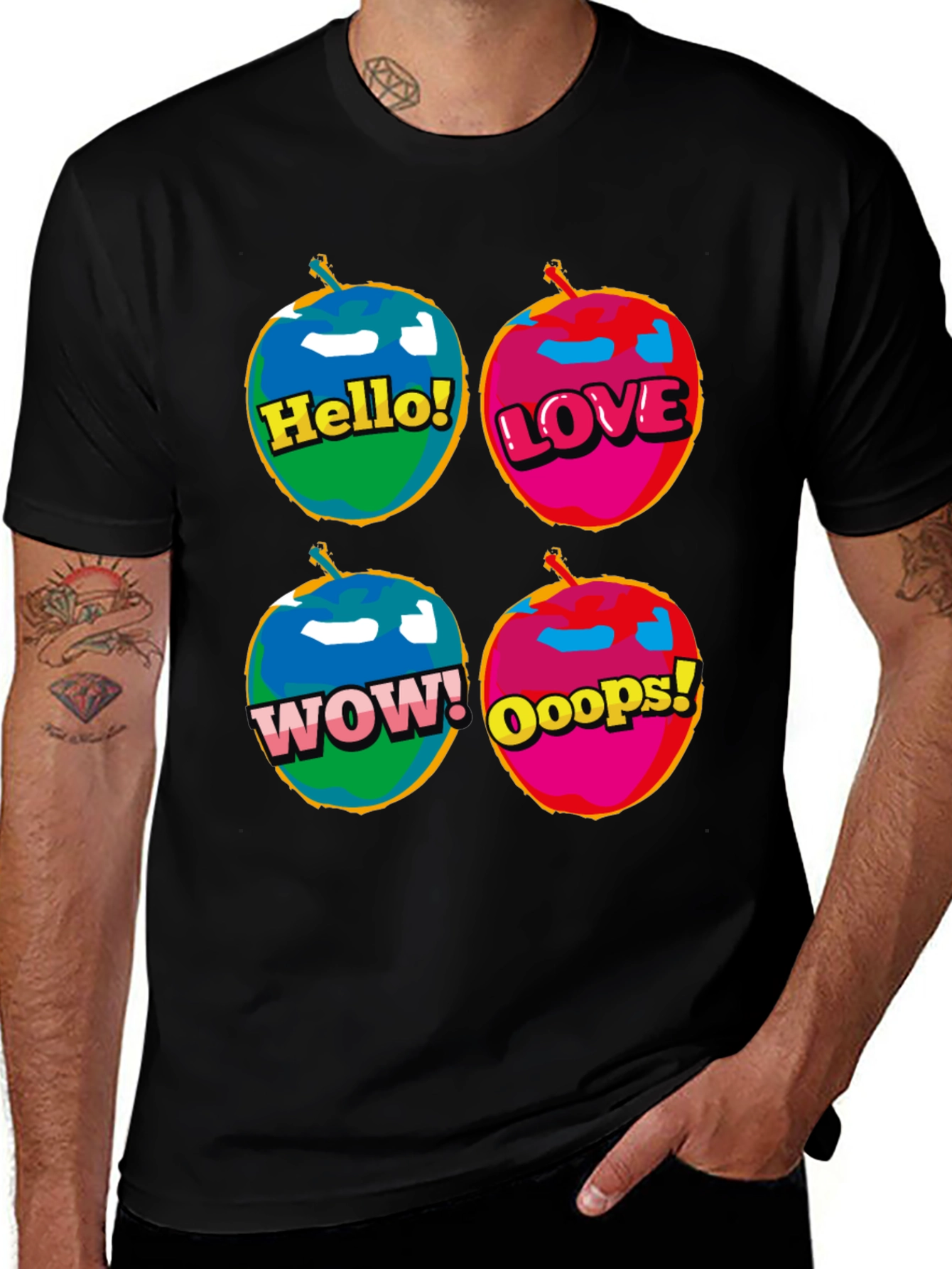 Variant 30 of Pop Art Emoji T-Shirt - Hello, Love, Wow, Oops!
