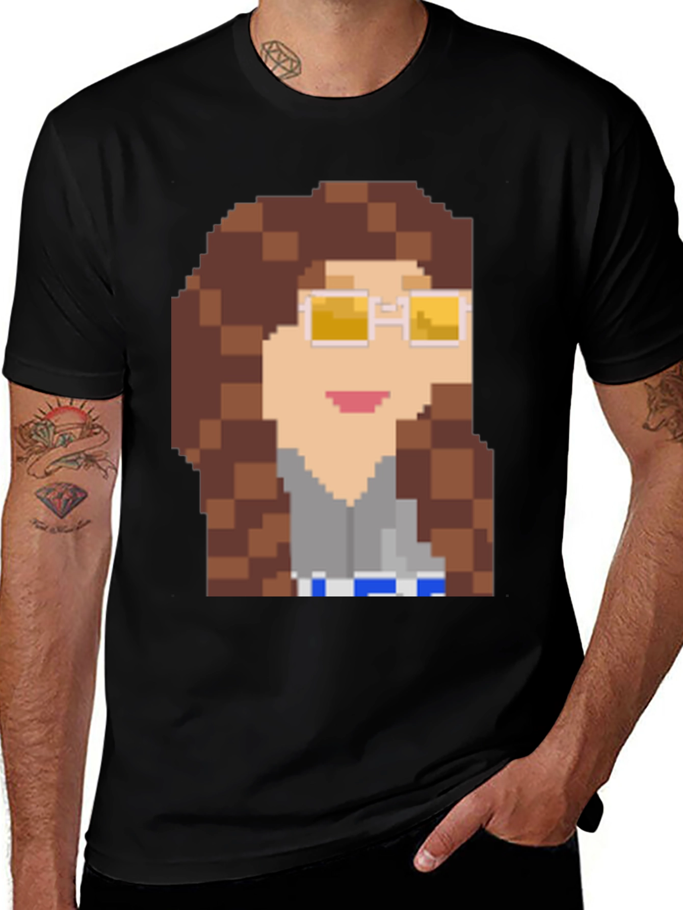 Pixelated Character Graphic T-Shirt - Retro Style