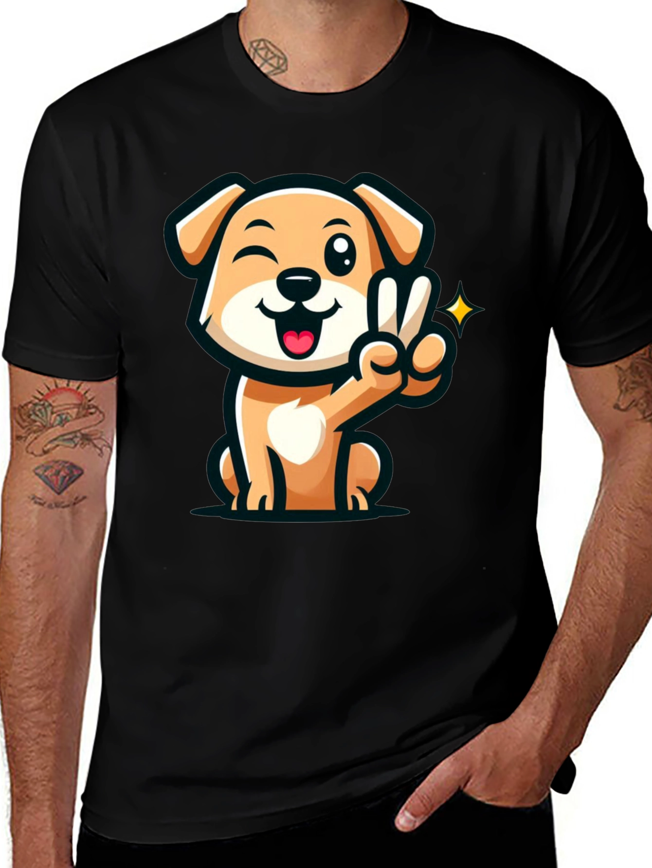 Variant 9 of Dog Peace Sign Graphic Tee