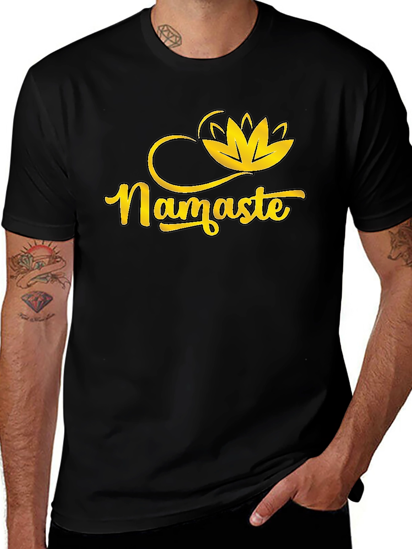 Namaste Lotus Graphic Tee - Black