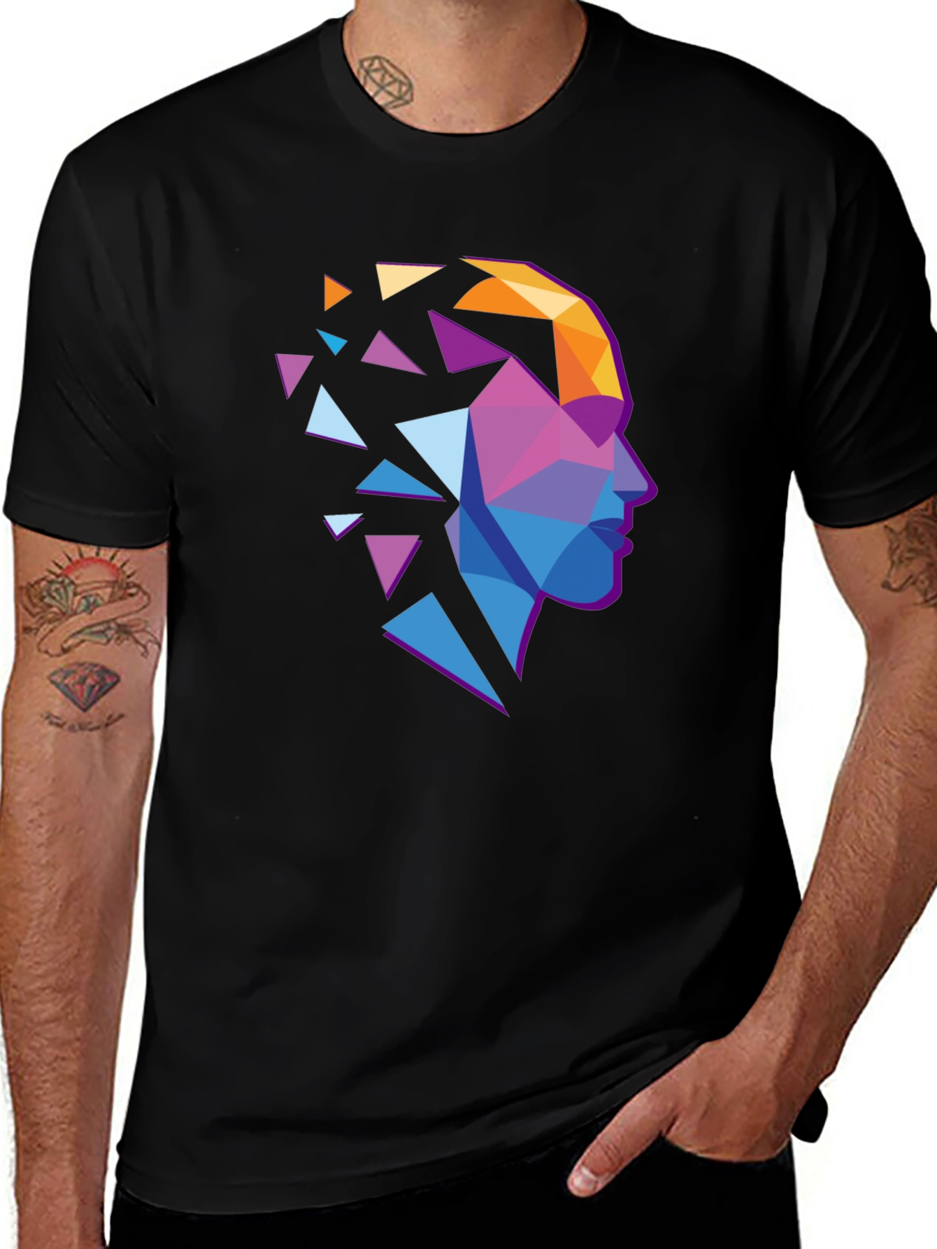 Variant 19 of Abstract Geometric Head Graphic Tee - Stylish Modern Design