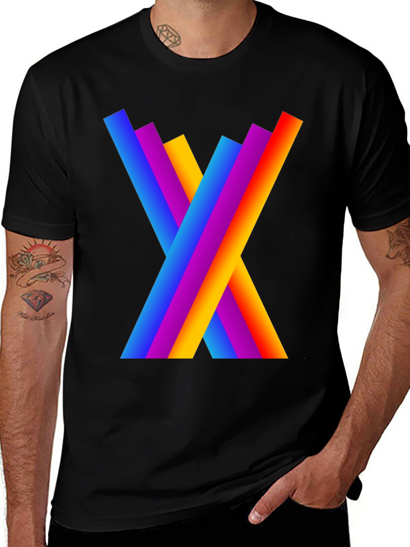 Variant 11 of Rainbow X Graphic Black T-Shirt