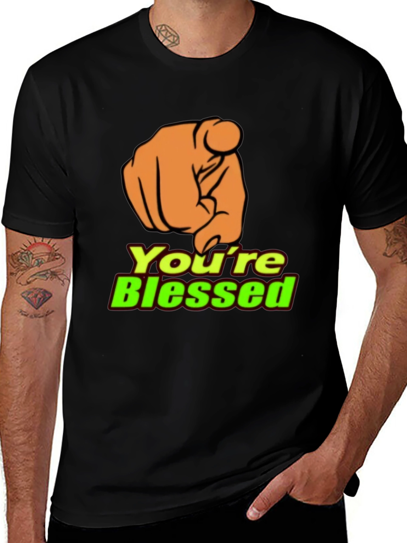 Variant 7 of You're Blessed Graphic Tee - Pointing Finger Design