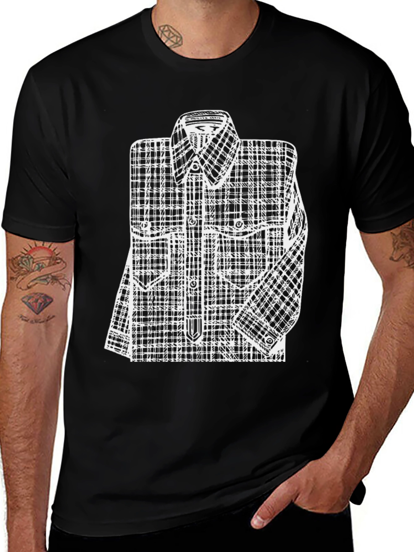 Variant 25 of Plaid Shirt Graphic Tee