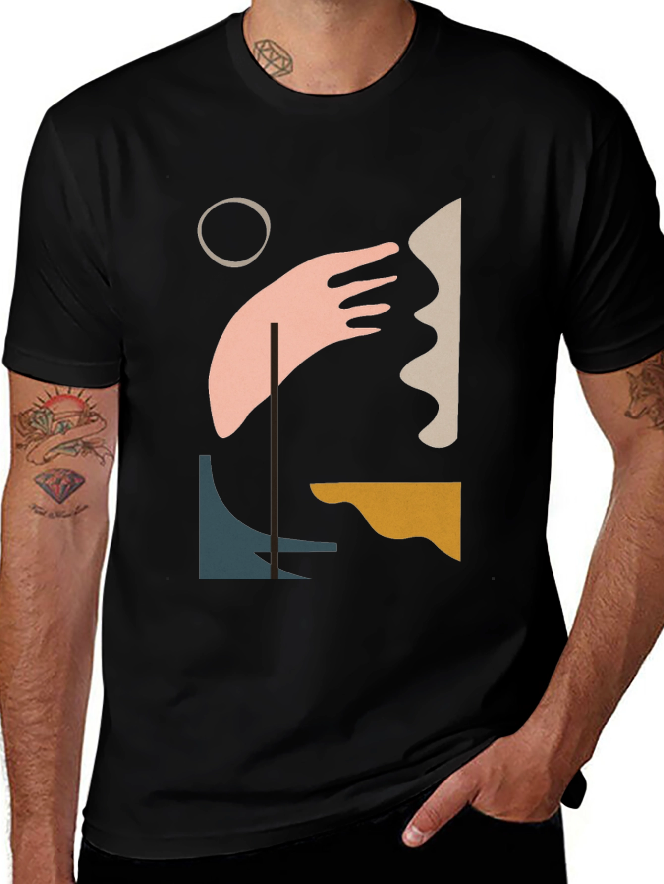 Variant 29 of Abstract Art Graphic Tee - Modern Black T-Shirt