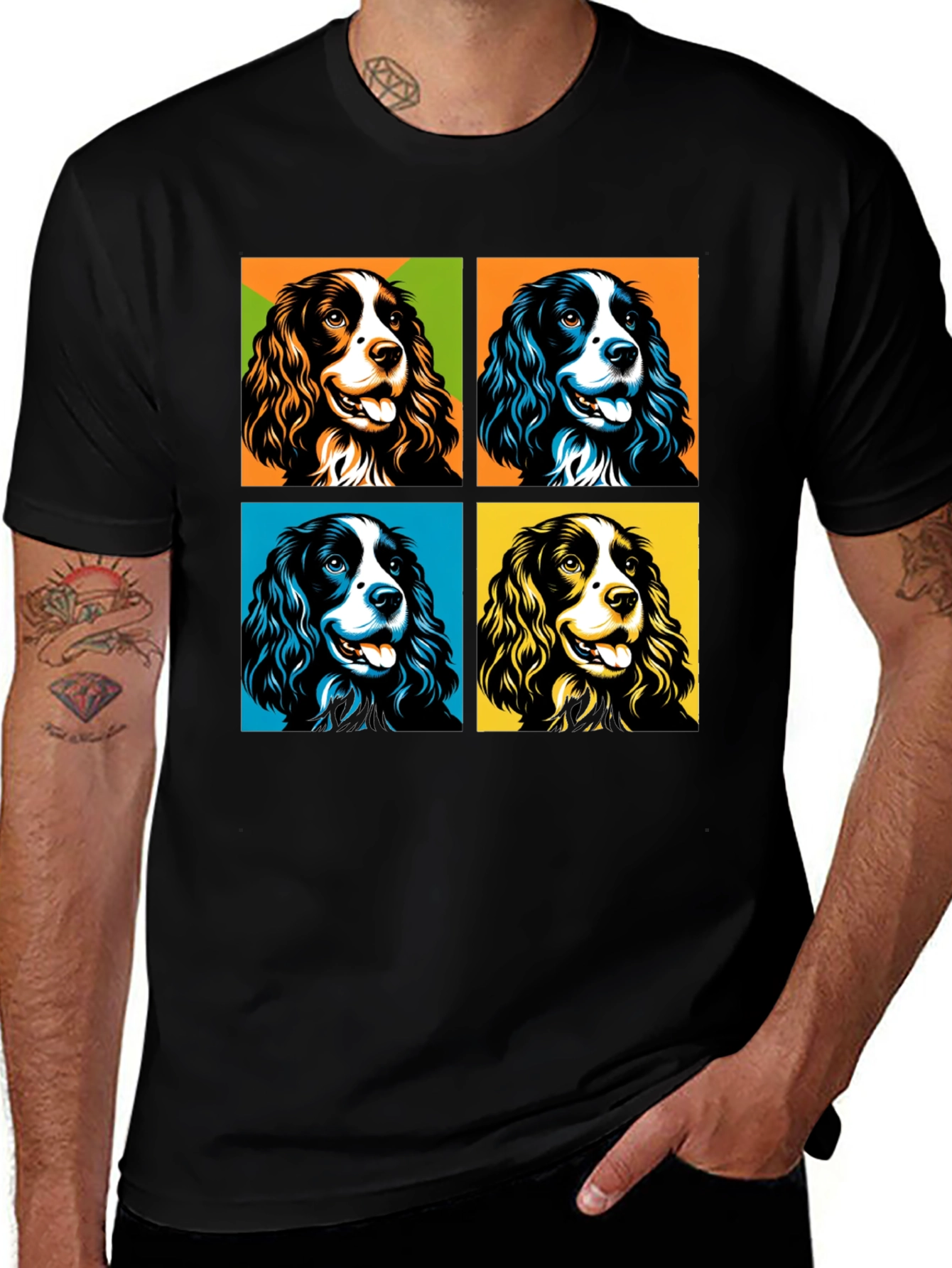 Pop Art Spaniel Dog Graphic Tee