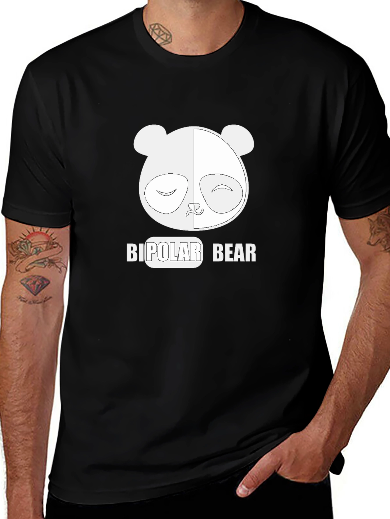 Variant 16 of Bipolar Bear Graphic Print Black T-Shirt