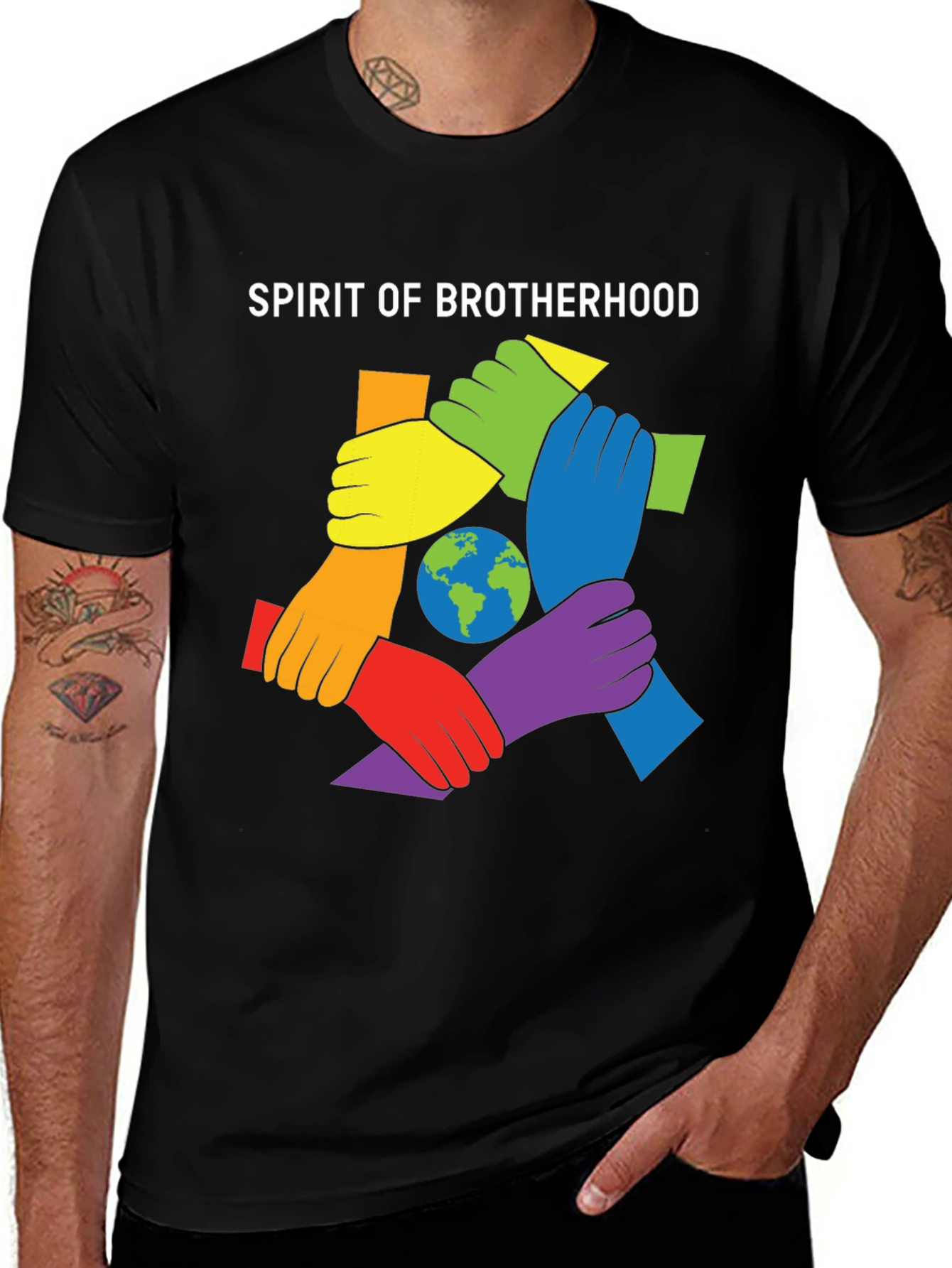 Black Spirit of Brotherhood Graphic T-Shirt main image