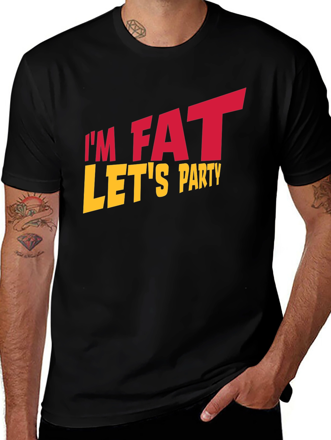 Variant 11 of I'm Fat, Let's Party Black T-Shirt