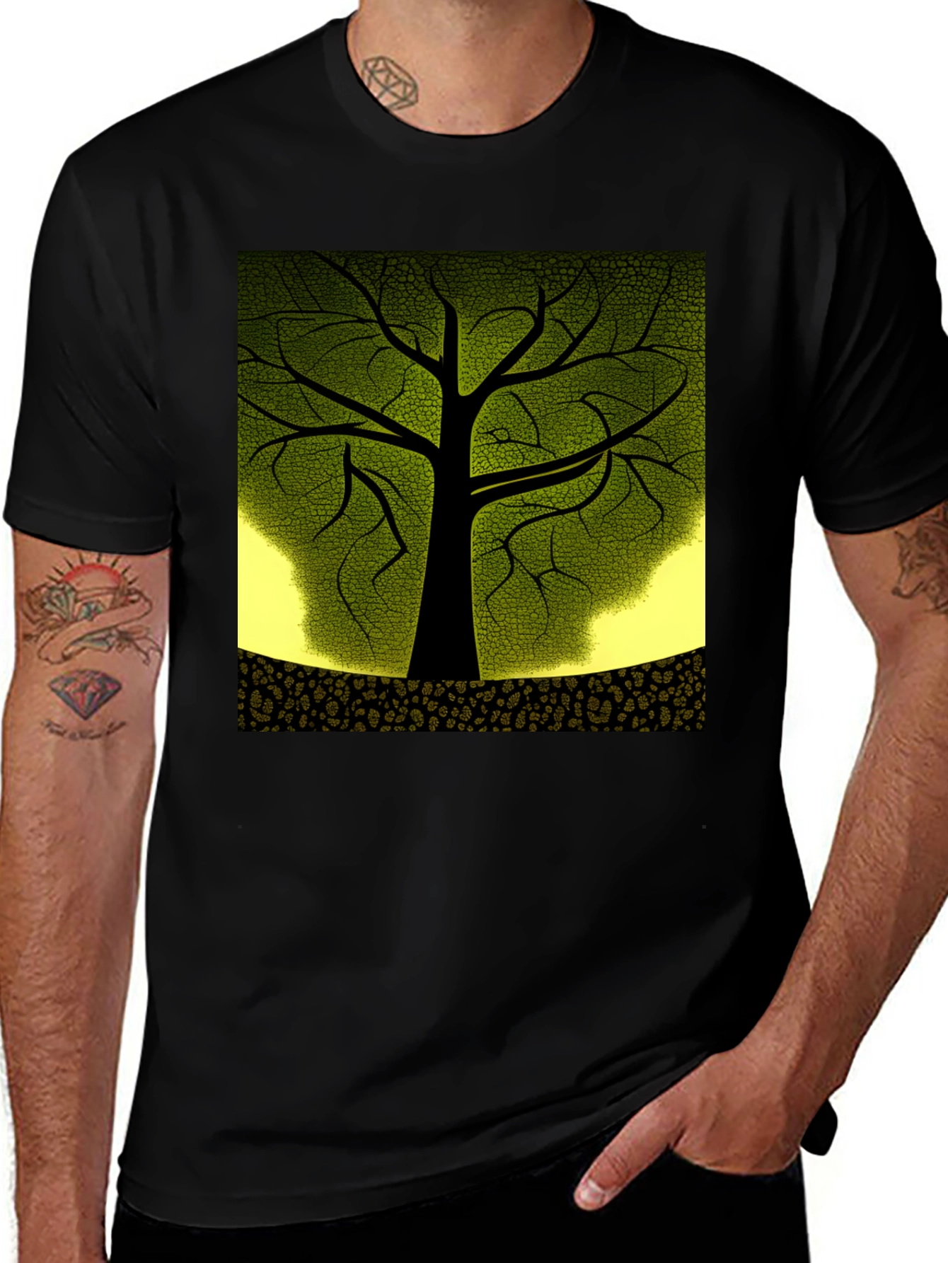 Variant 13 of Nature Inspired Tree Graphic Black T-Shirt
