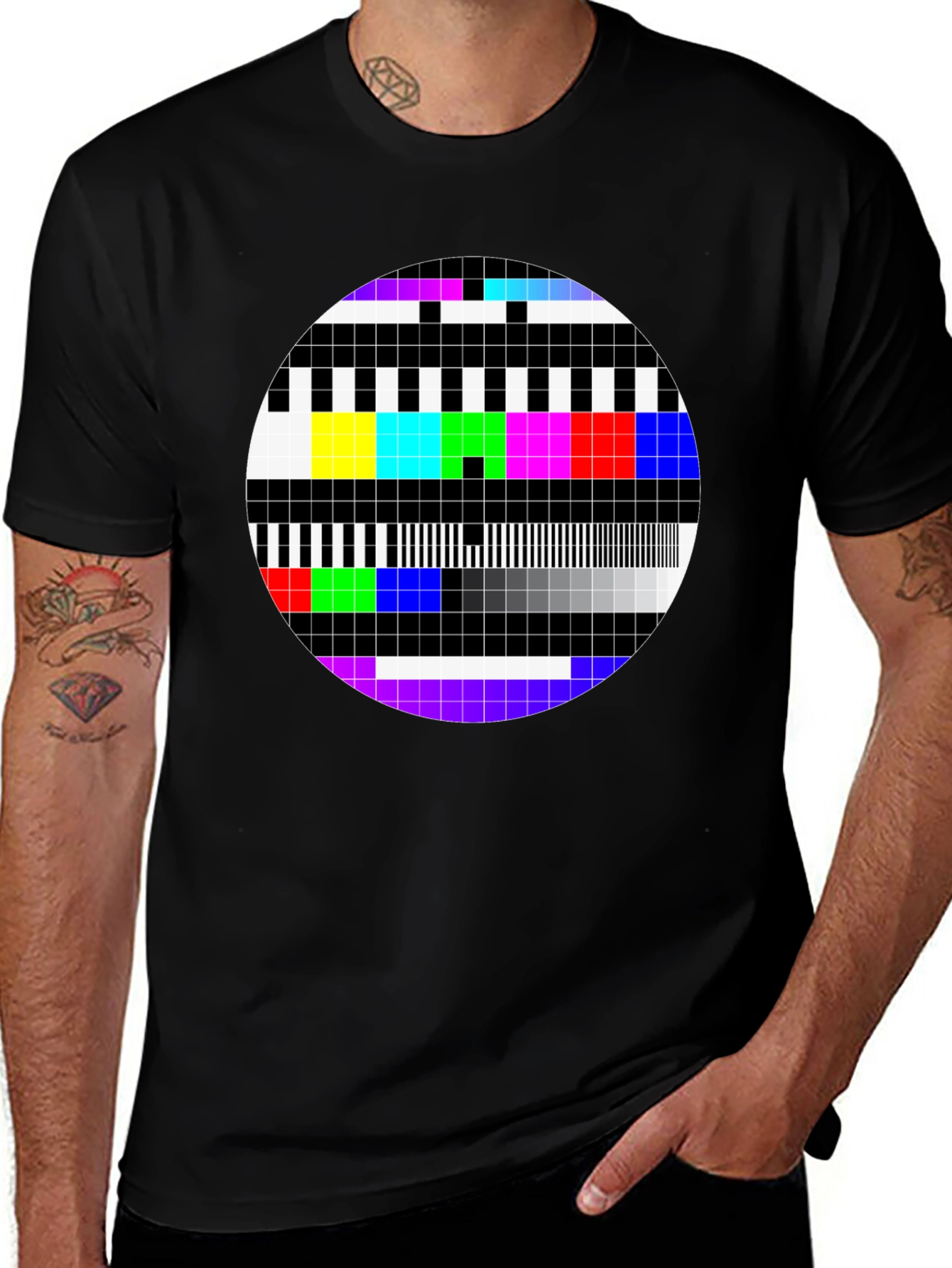 Variant 10 of Retro TV Test Pattern Graphic Tee - Classic Design