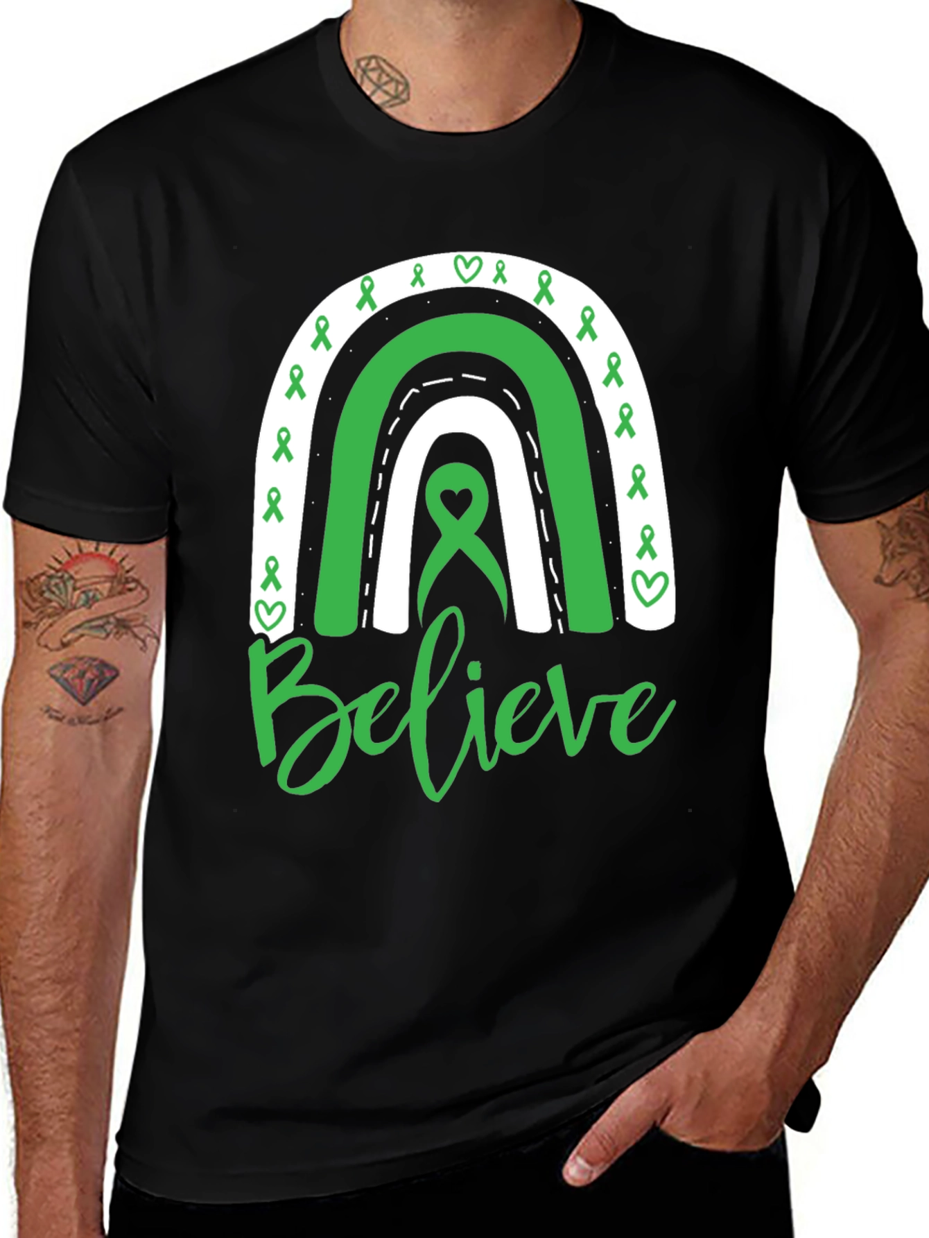 Variant 13 of Believe Green Ribbon Rainbow T-Shirt