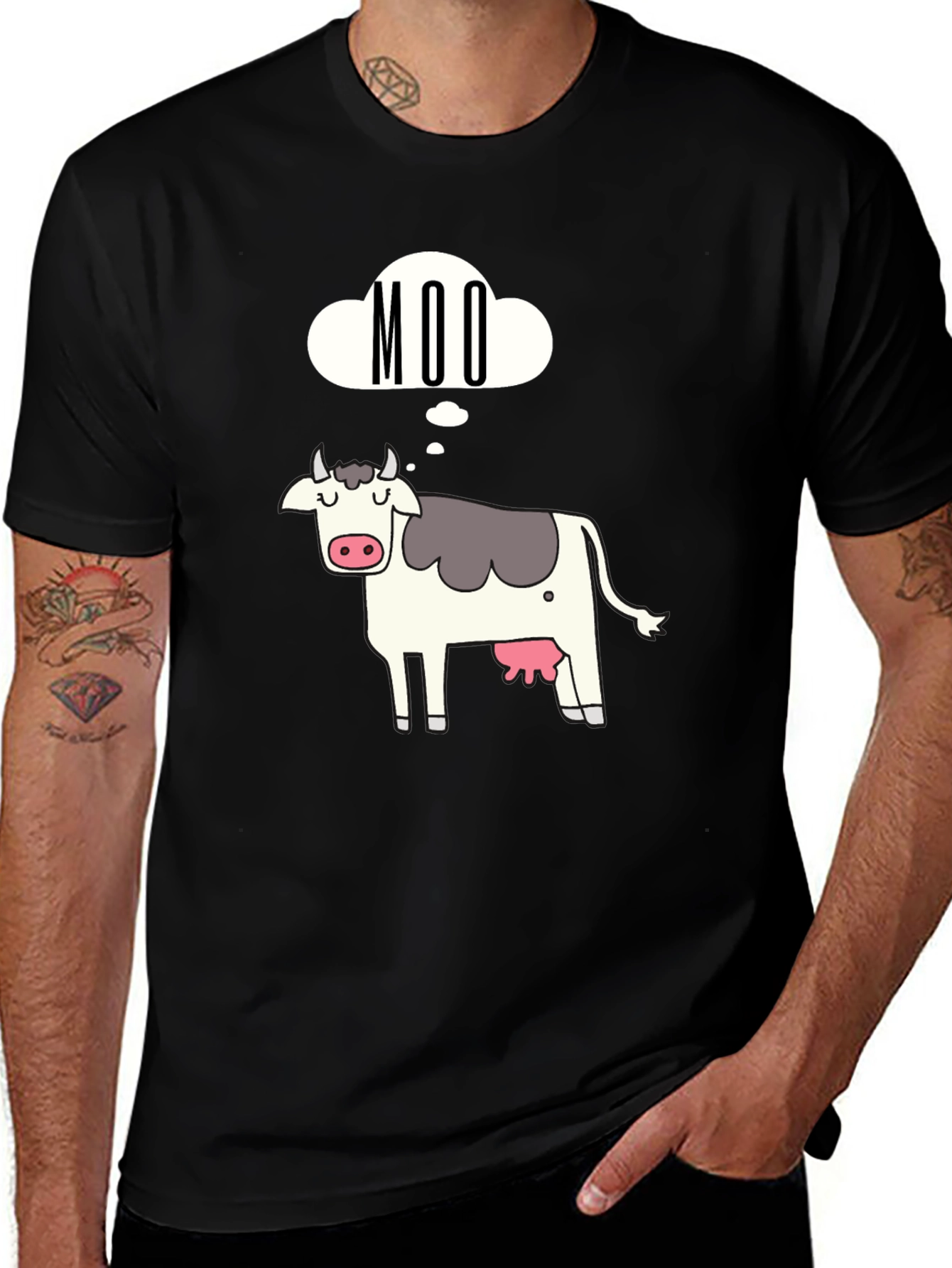 Variant 28 of Moo Cow Graphic Tee - Black Cotton T-Shirt