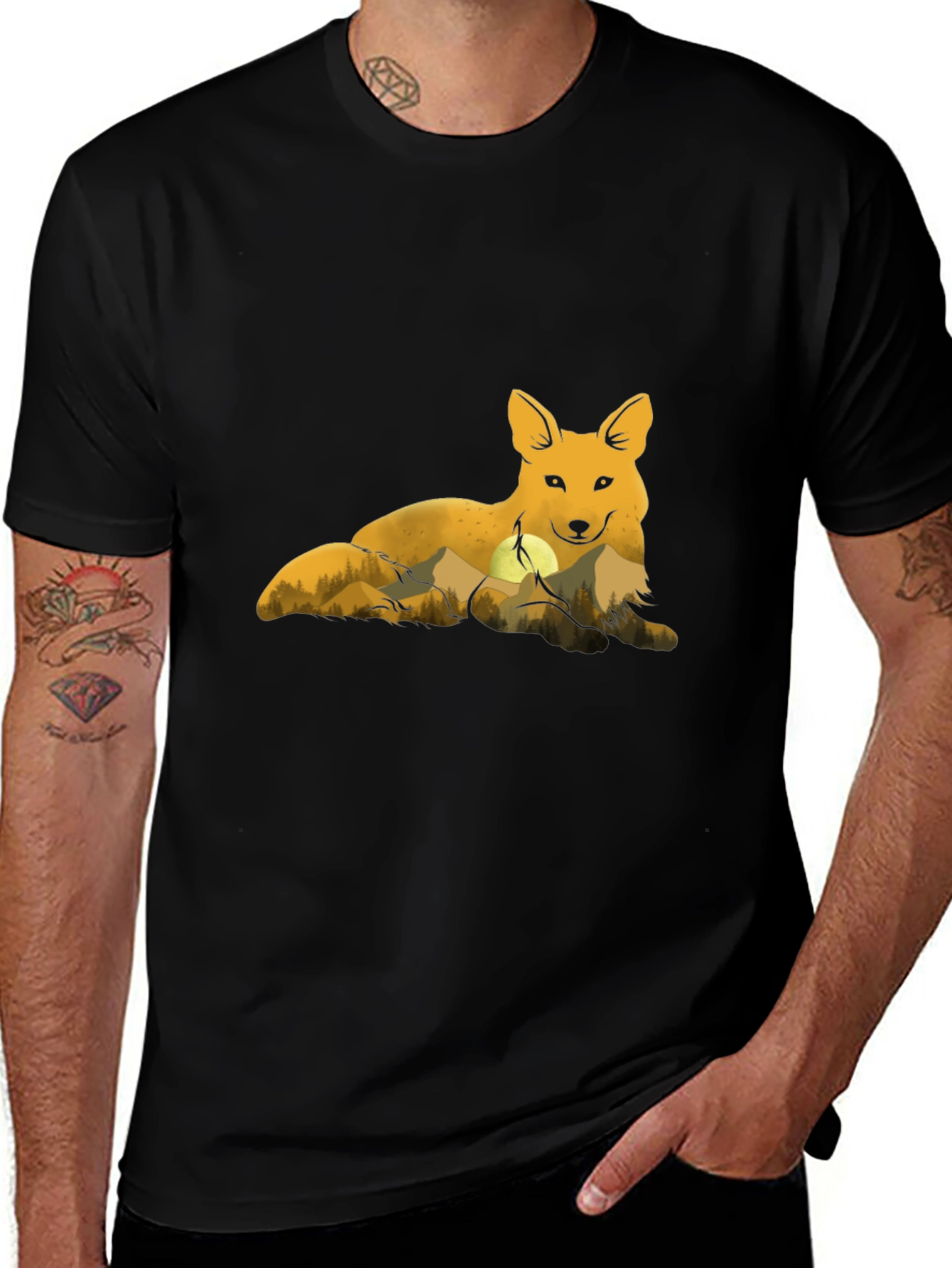 Variant 22 of Fox & Mountain Graphic Tee - Nature Lover's T-Shirt