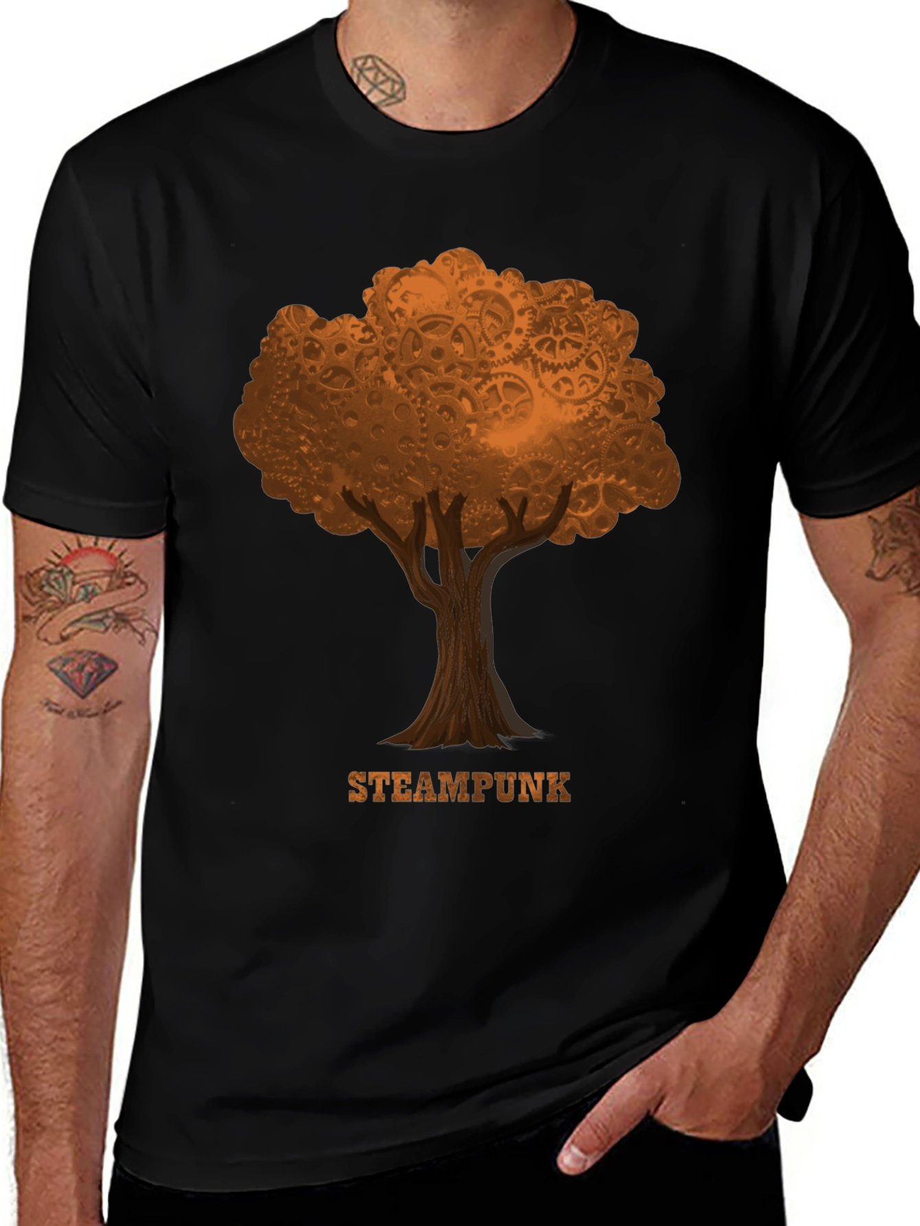 Variant 16 of Steampunk Tree Black T-Shirt