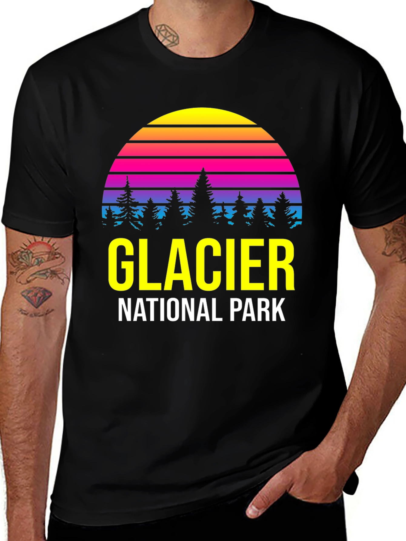 Variant 28 of Glacier National Park Retro Graphic T-Shirt
