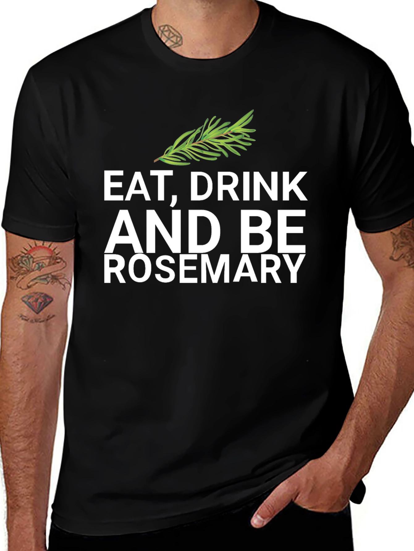 Eat, Drink, and Be Rosemary Black Graphic Tee