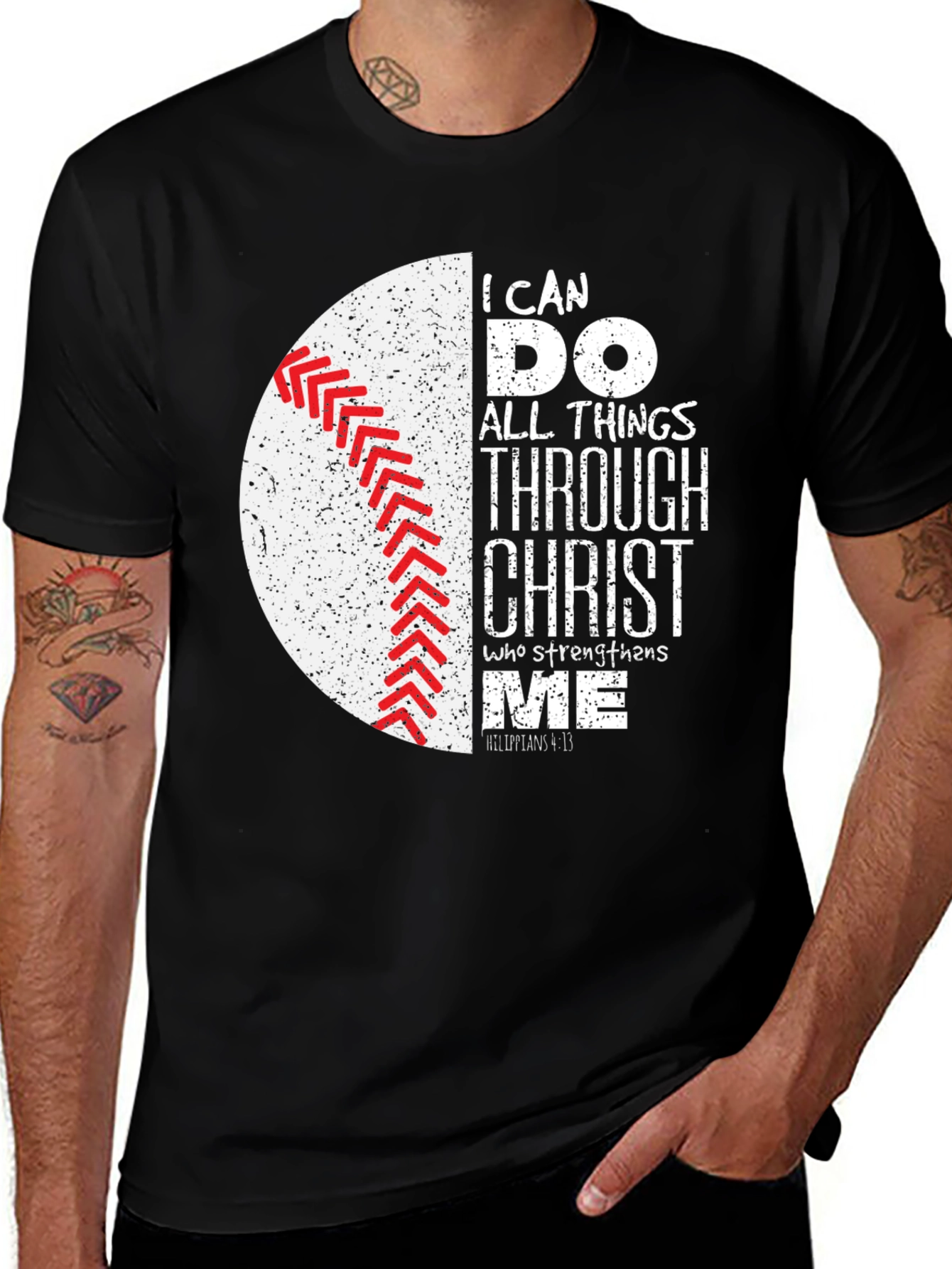 Variant 21 of Faith Baseball T-Shirt: "I Can Do All Things"