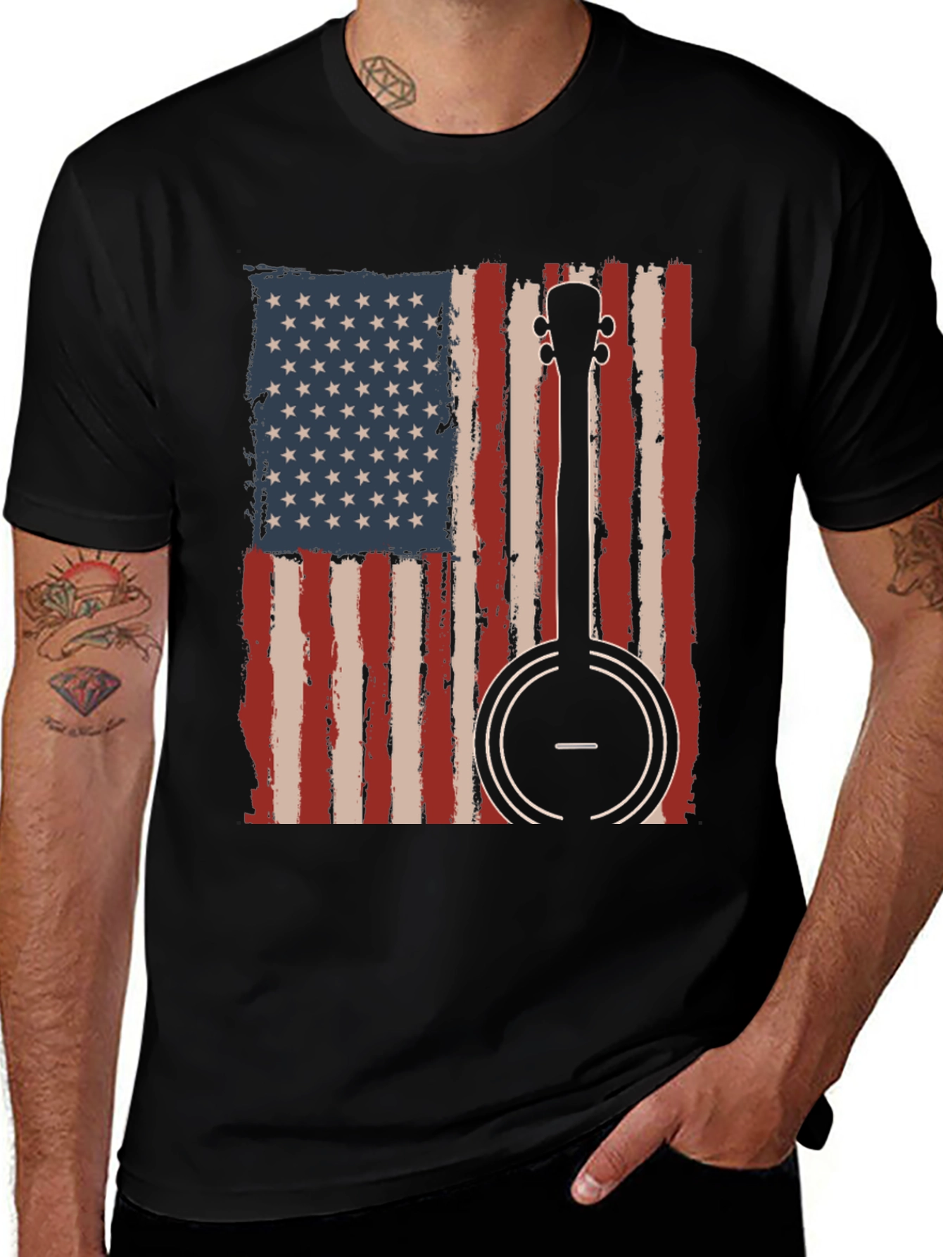 Variant 16 of Patriotic Banjo American Flag T-Shirt