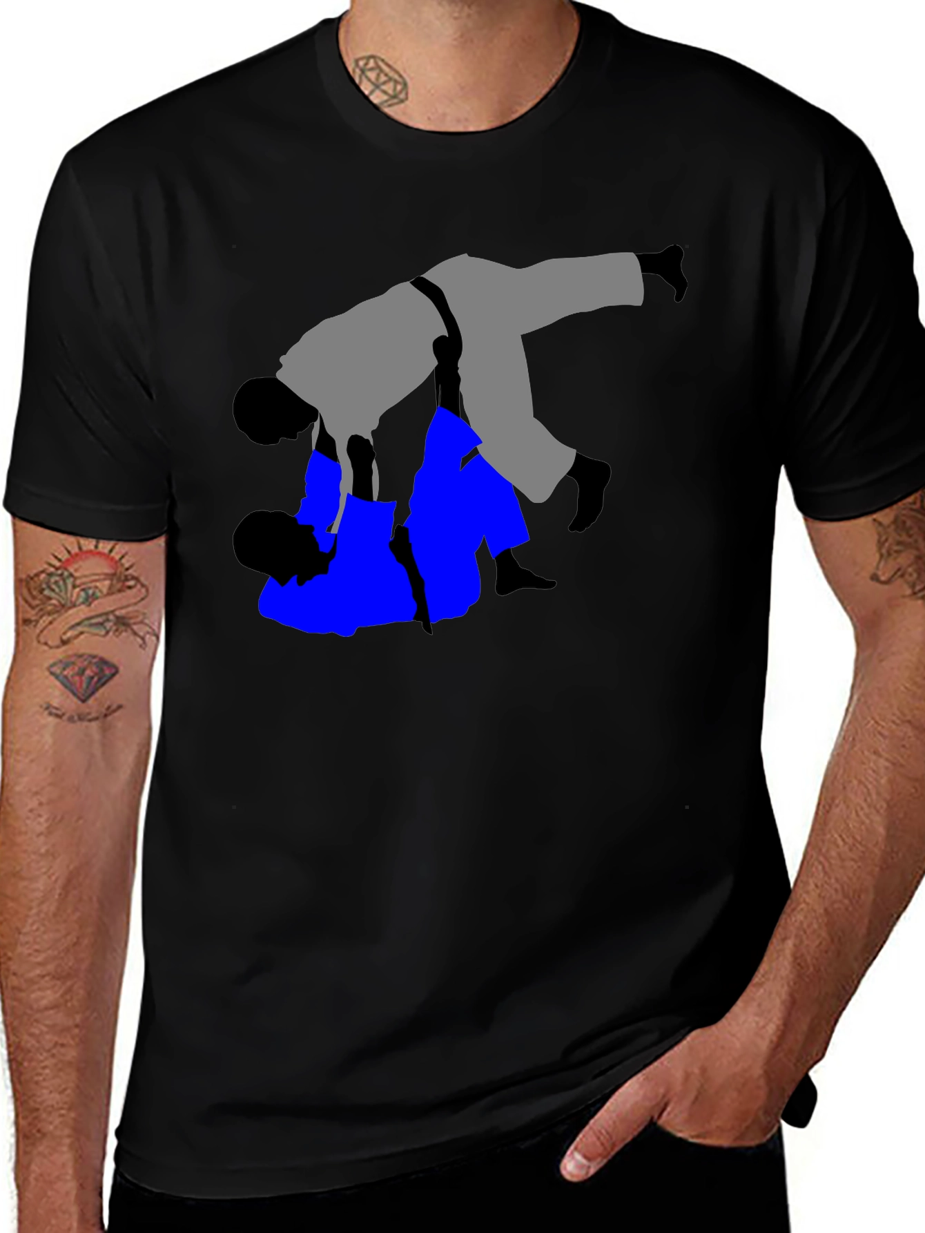 Variant 18 of Black Judo T-Shirt - Grappling Throw Design