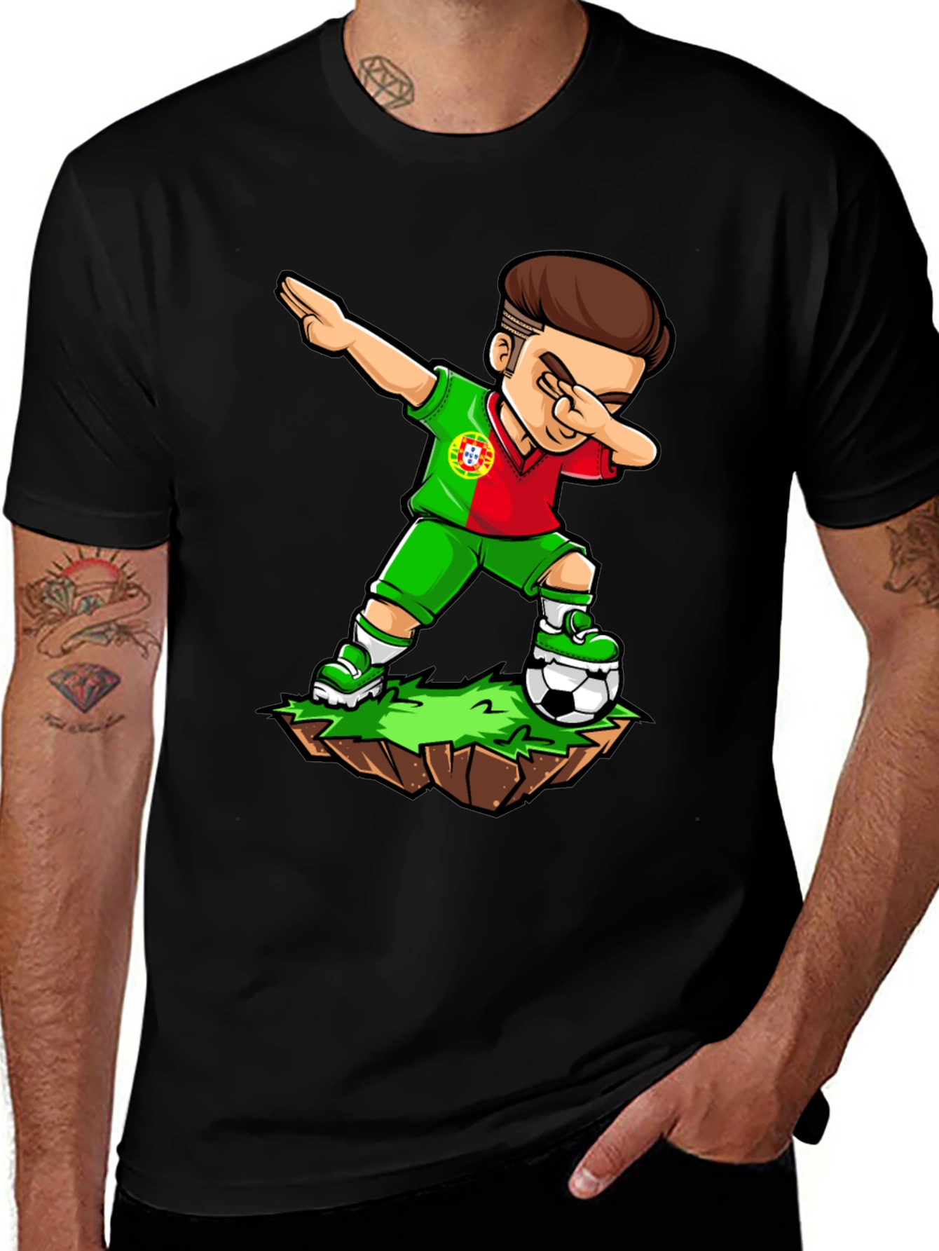 Variant 4 of Portugal Soccer Dab Black T-Shirt