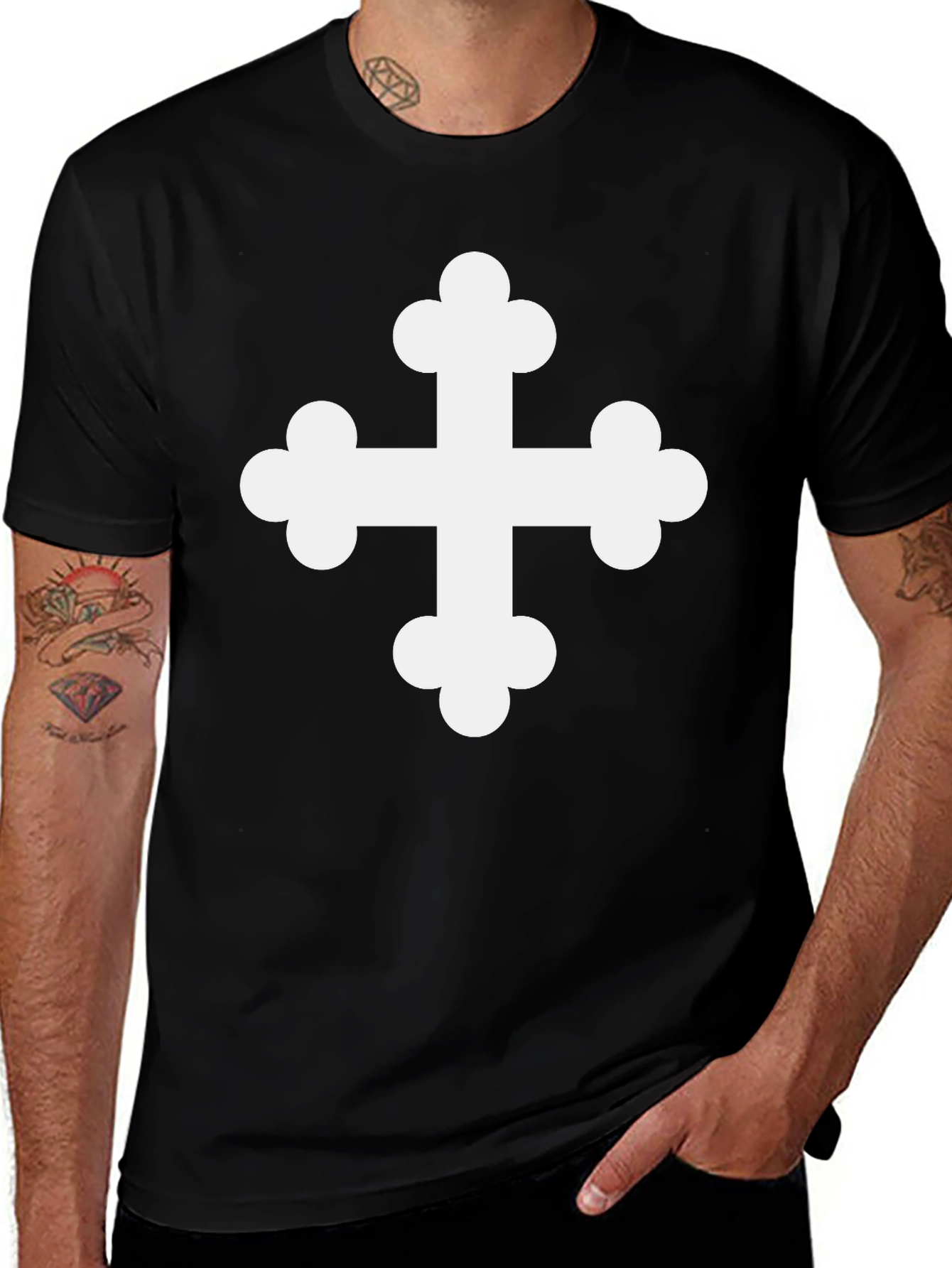 Variant 26 of Black T-Shirt with Maltese Cross