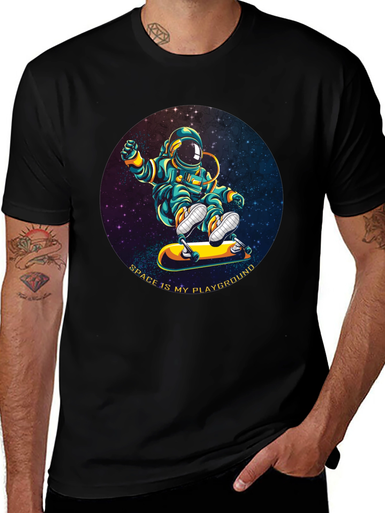 Variant 22 of Astronaut Skateboarder T-Shirt - Space is My Playground