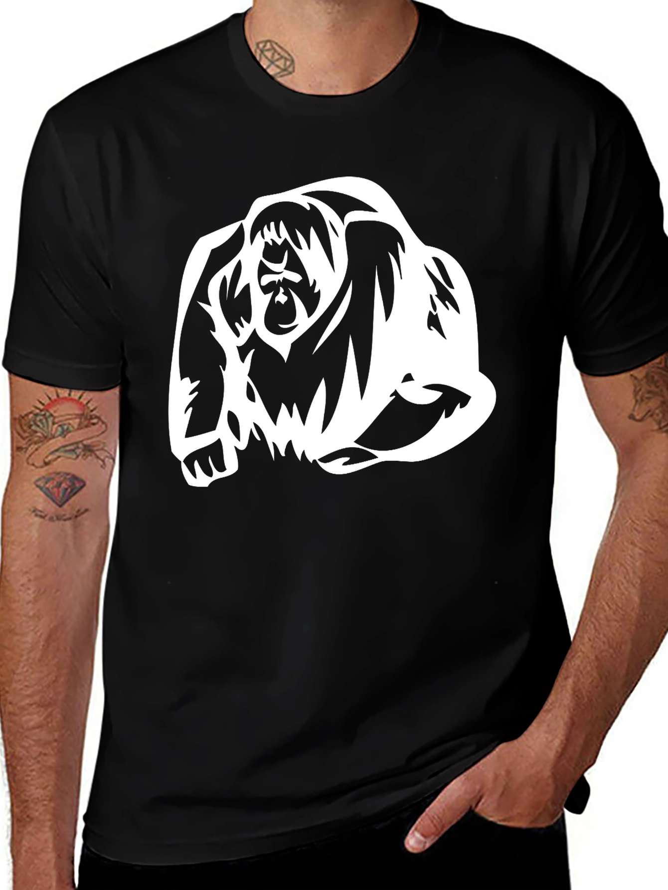 Variant 5 of Cool Orangutan Graphic Tee - Black Cotton T-Shirt