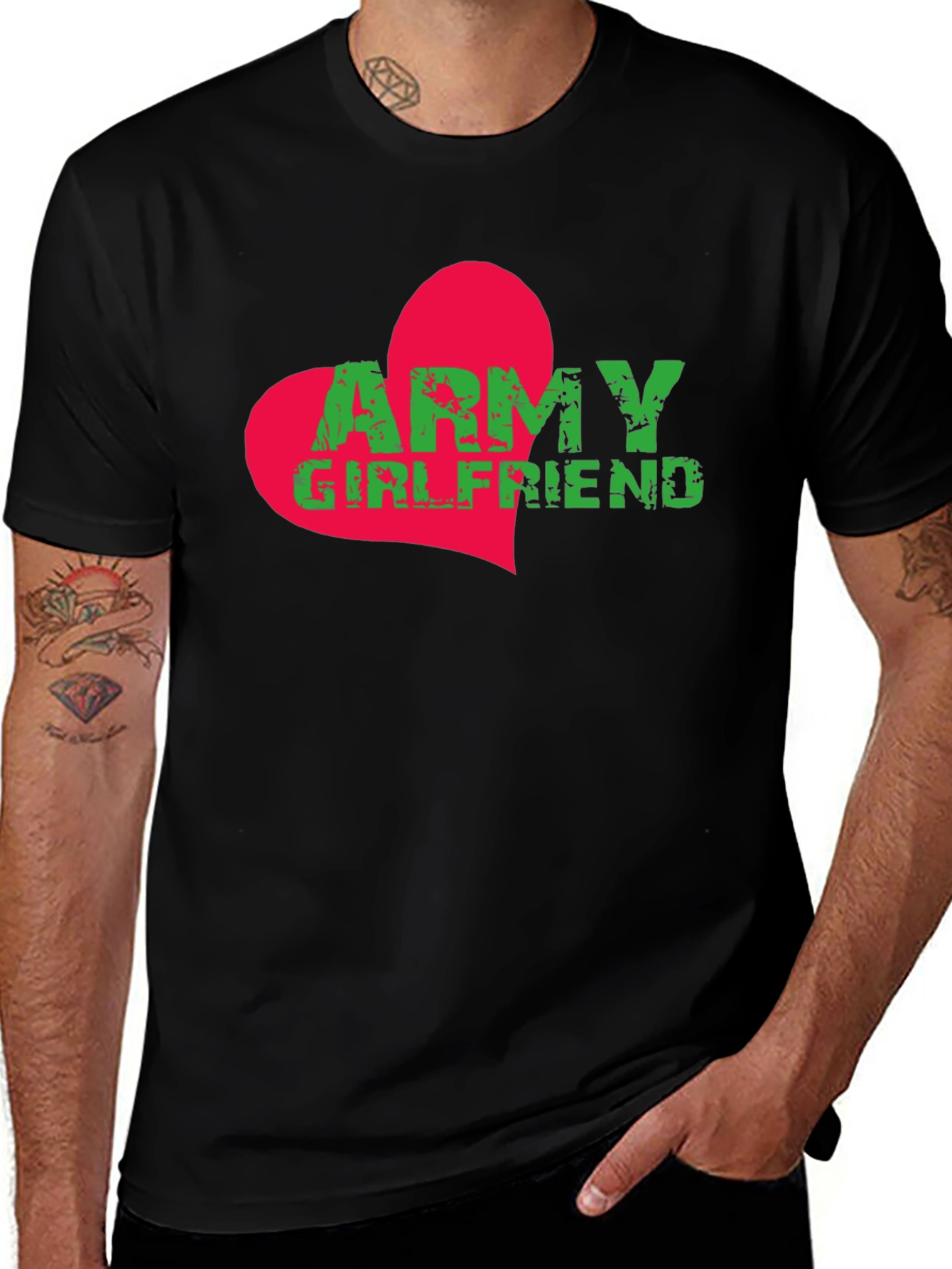 Army Girlfriend Heart Graphic T-Shirt