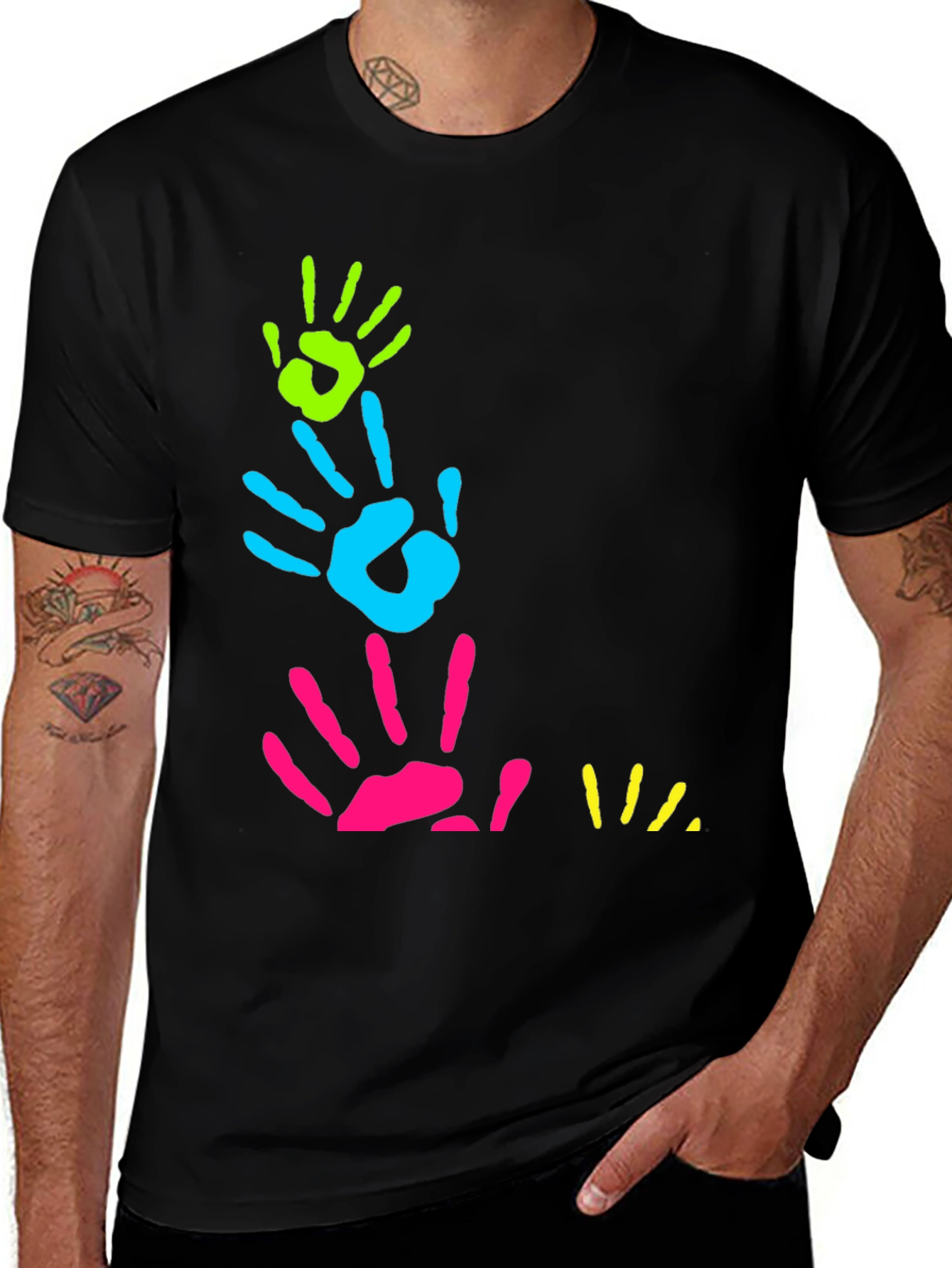 Variant 8 of Colorful Handprint Graphic Tee