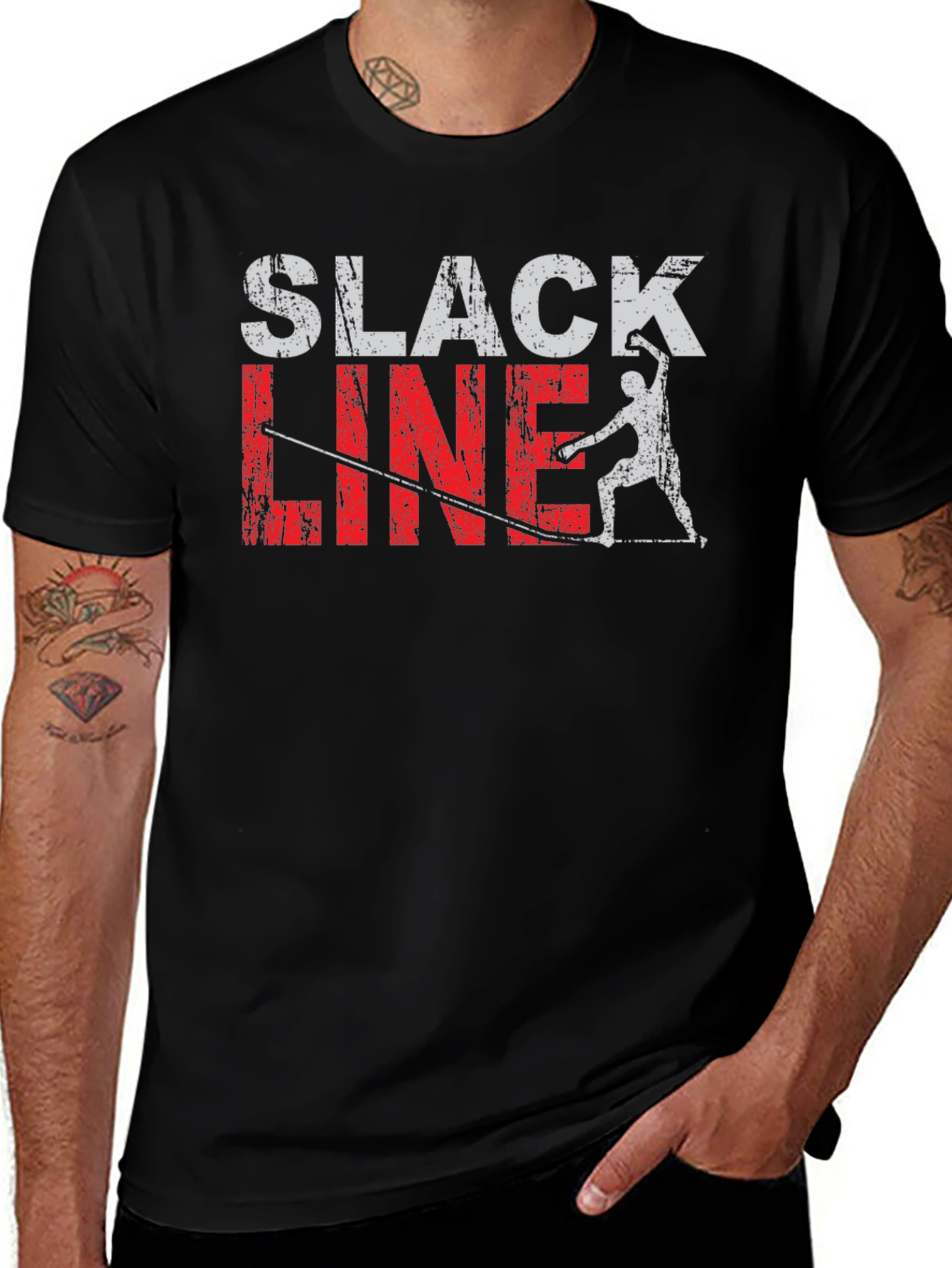 Variant 9 of Slackline T-Shirt Black Cotton Tee Fun Graphic