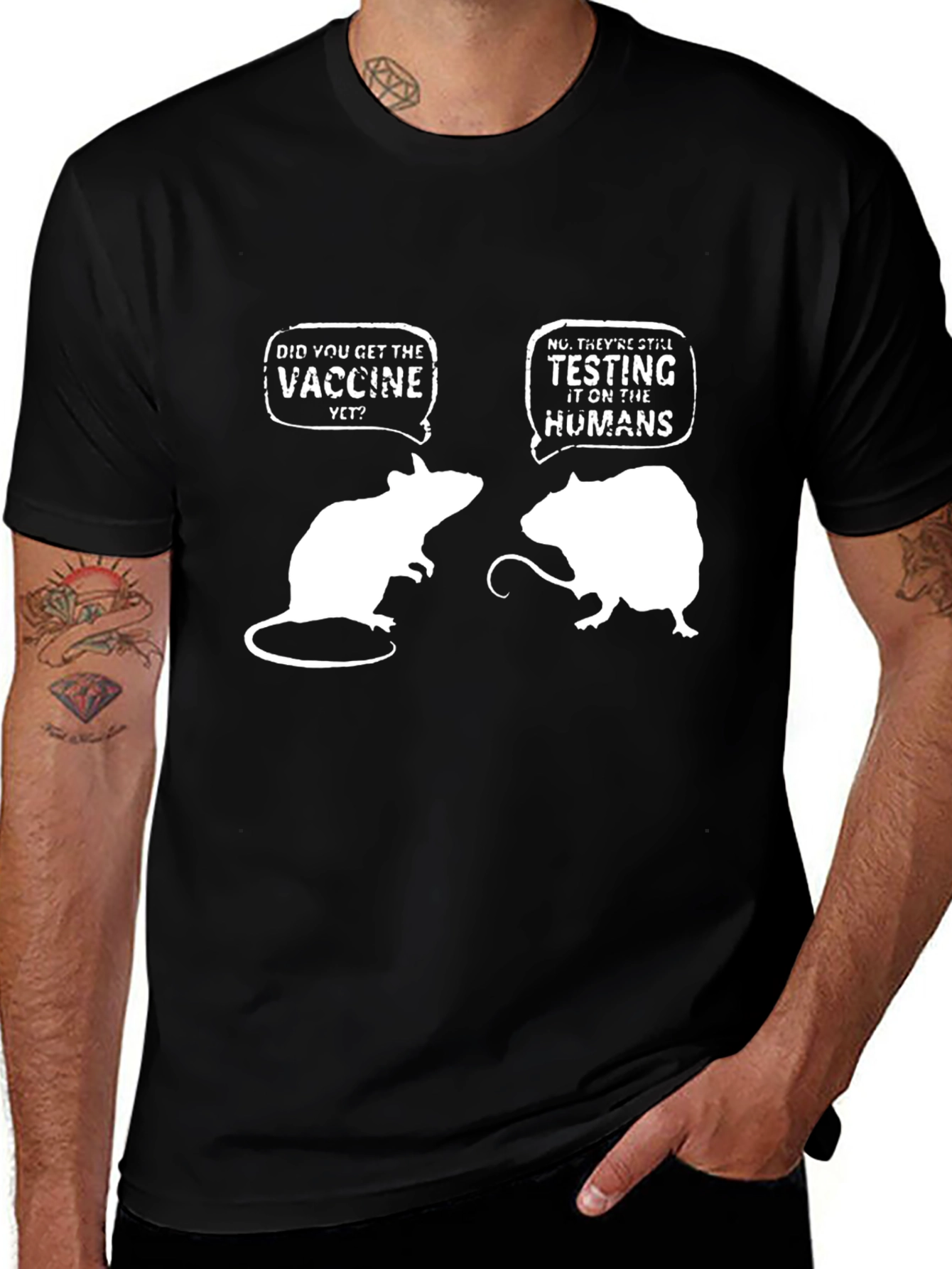Vaccine Mice Humor Graphic T-Shirt