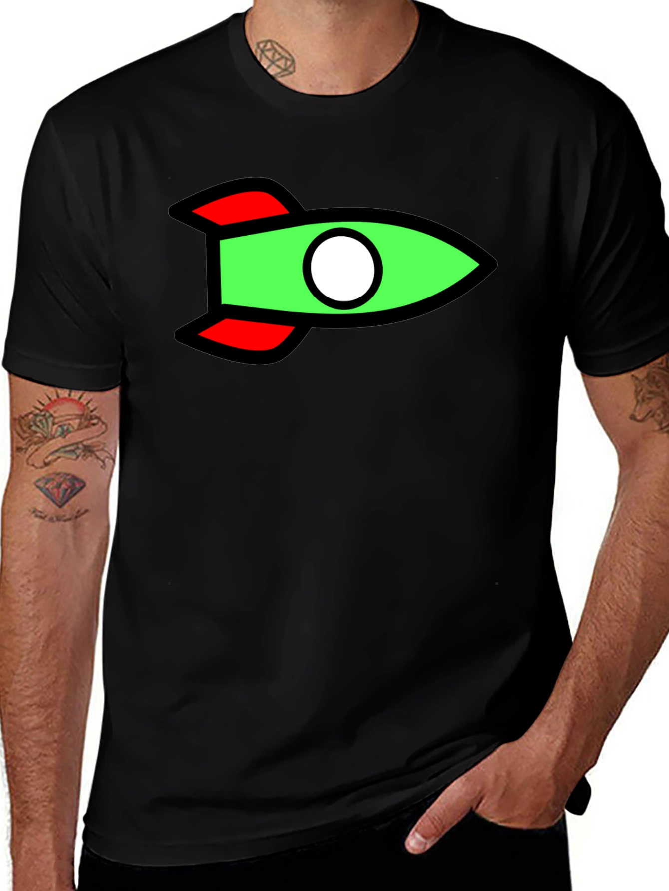 Variant 25 of Rocket Graphic Black T-Shirt - Fun Casual Tee
